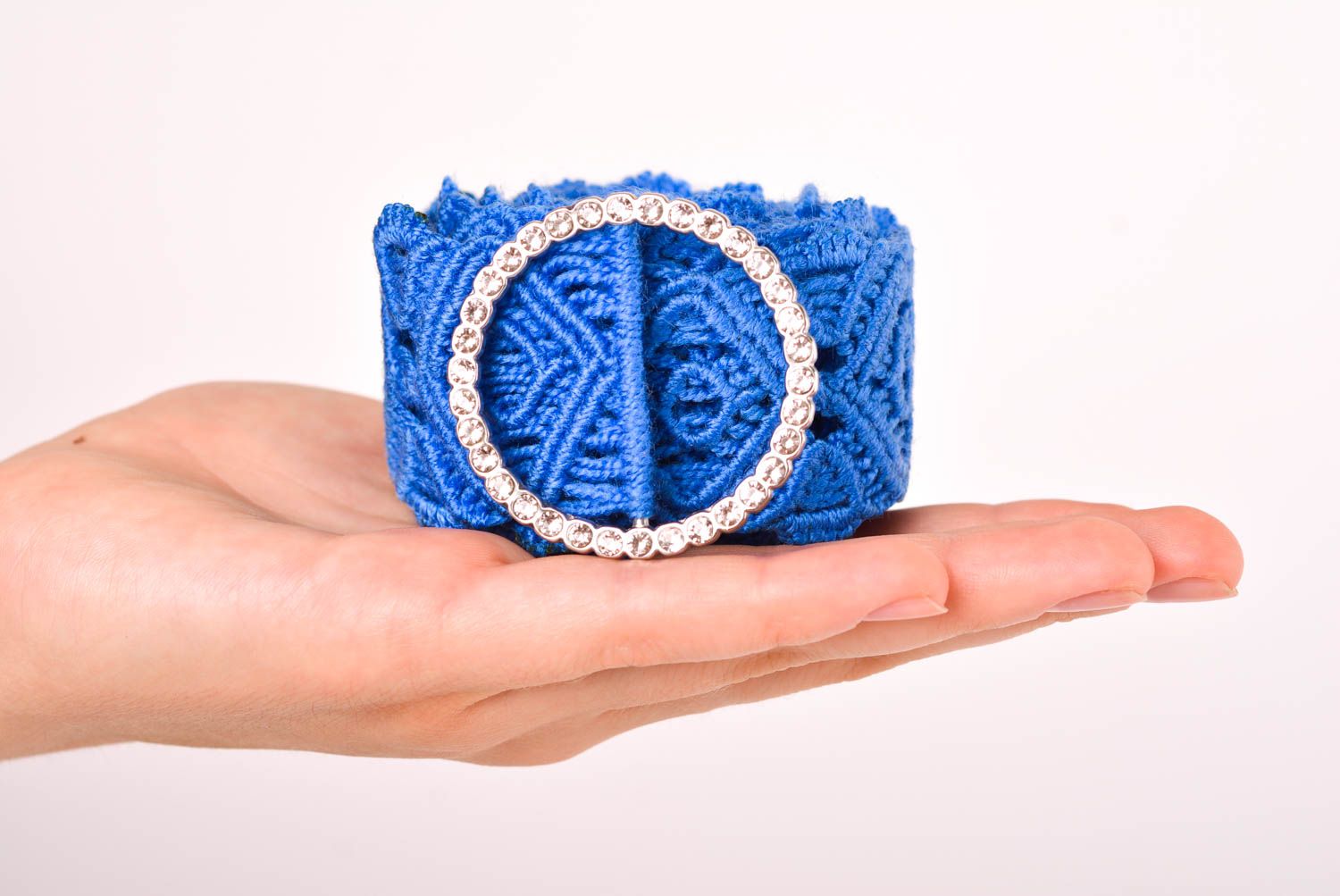 Handmade blue belt unusual textile cute belt designer accessory waist belt photo 3