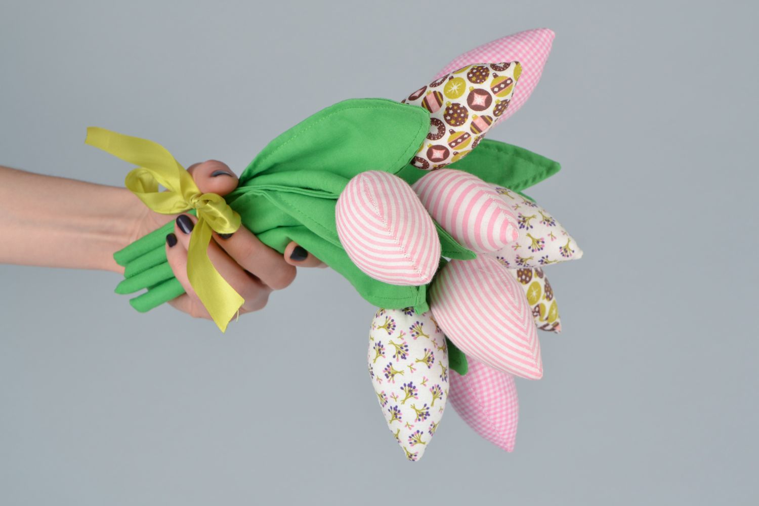 Bouquet of decorative flowers made of fabric 9 items  photo 2