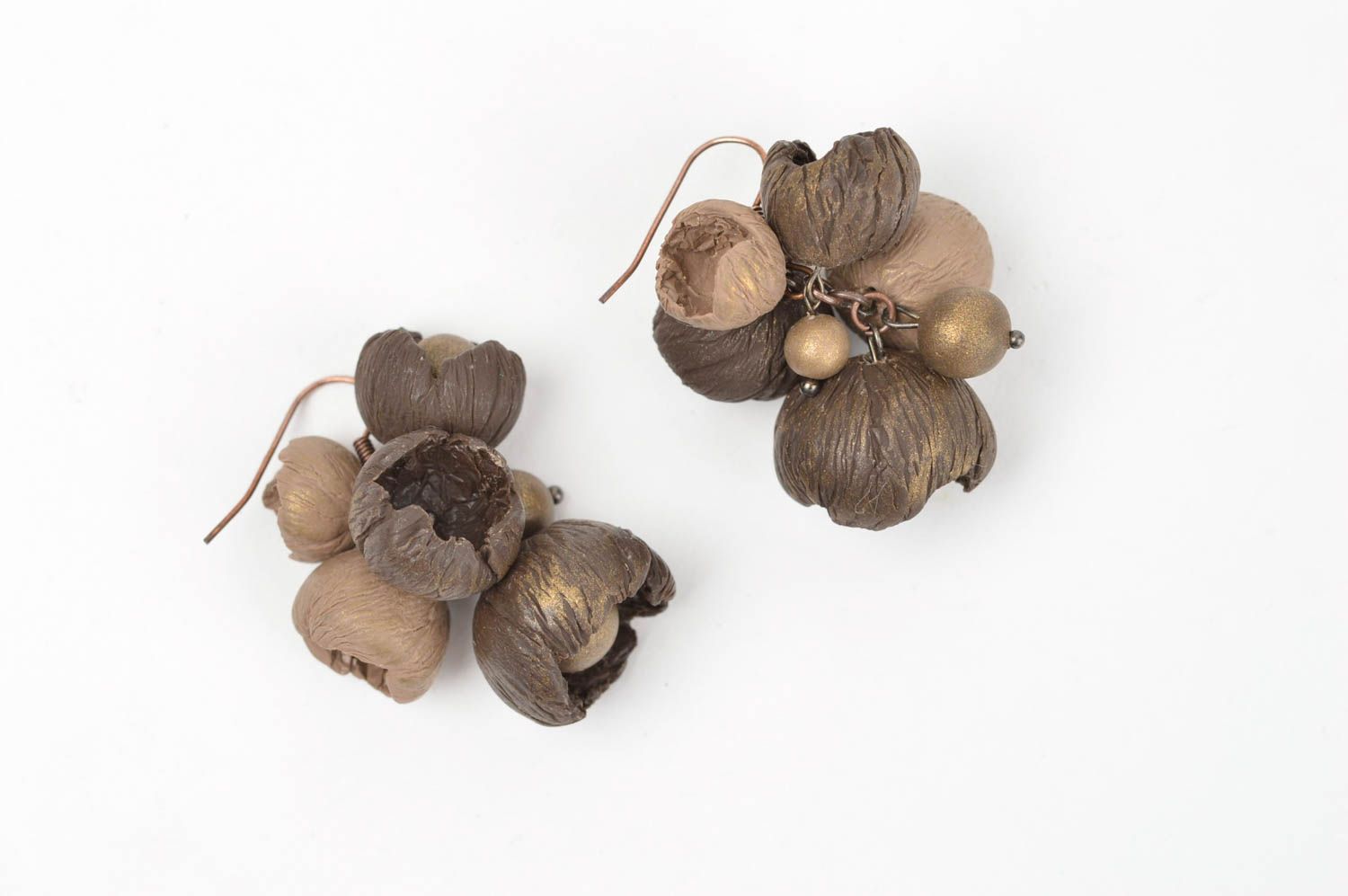 Blumen Ohrringe aus Polymerton und Perlen für echte Damen handmade grell schön foto 3
