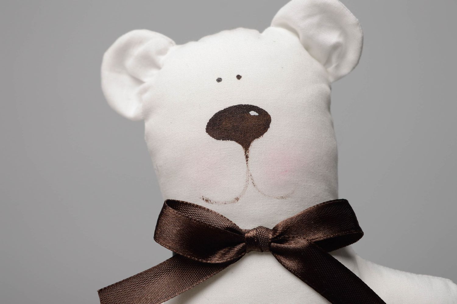 Handmade fabric soft toy with ribbon Bear Gentleman photo 3
