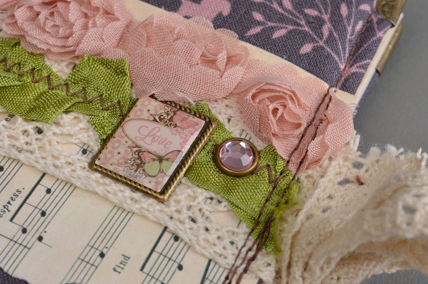 Фиолетовый винтажный блокнот ручной работы в текстильной обложке ручная работа фото 5