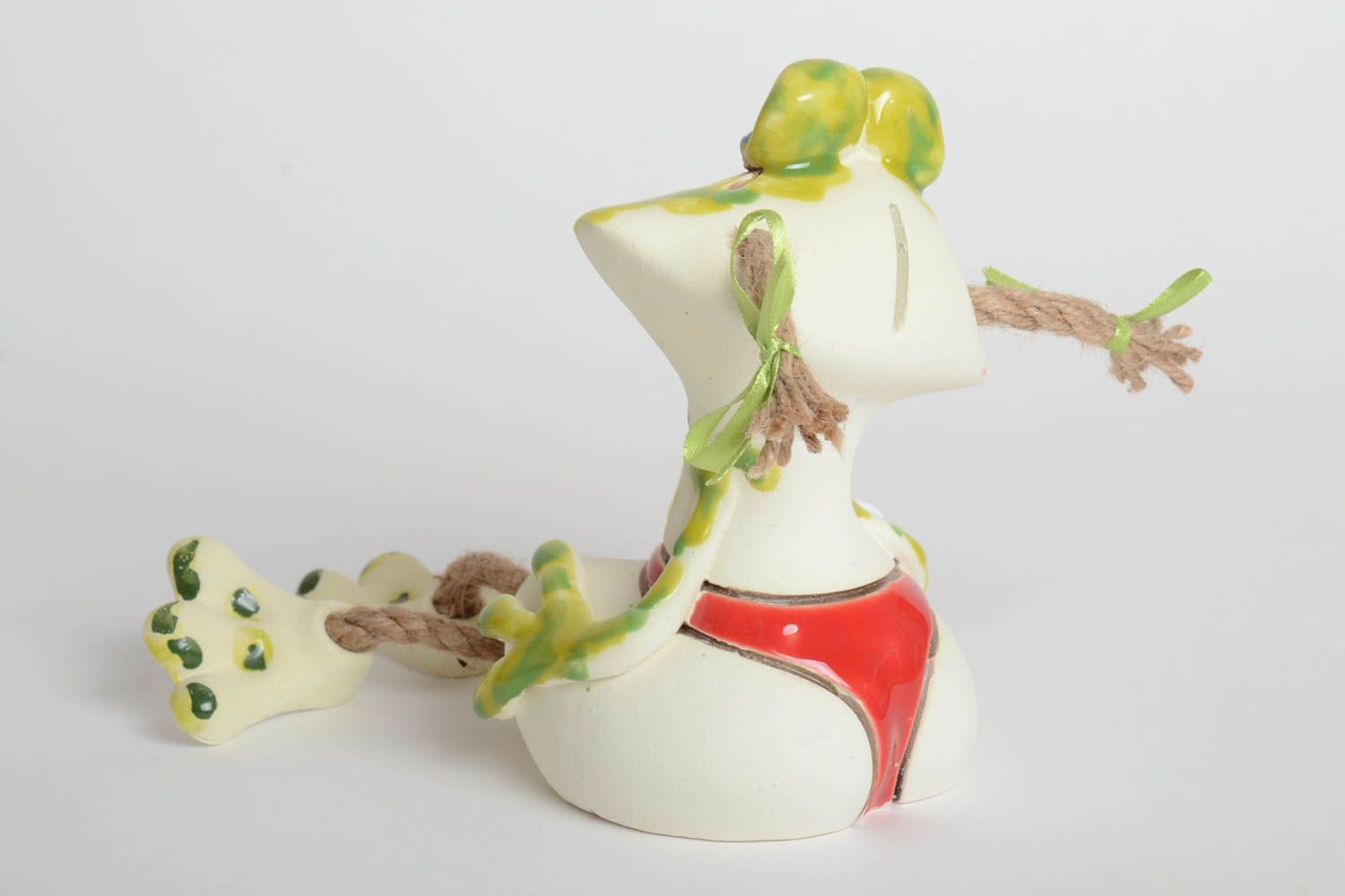Handmade Keramik Spardose Geschenk für Kinder bemalt Haus Deko Frosch Modedame foto 4