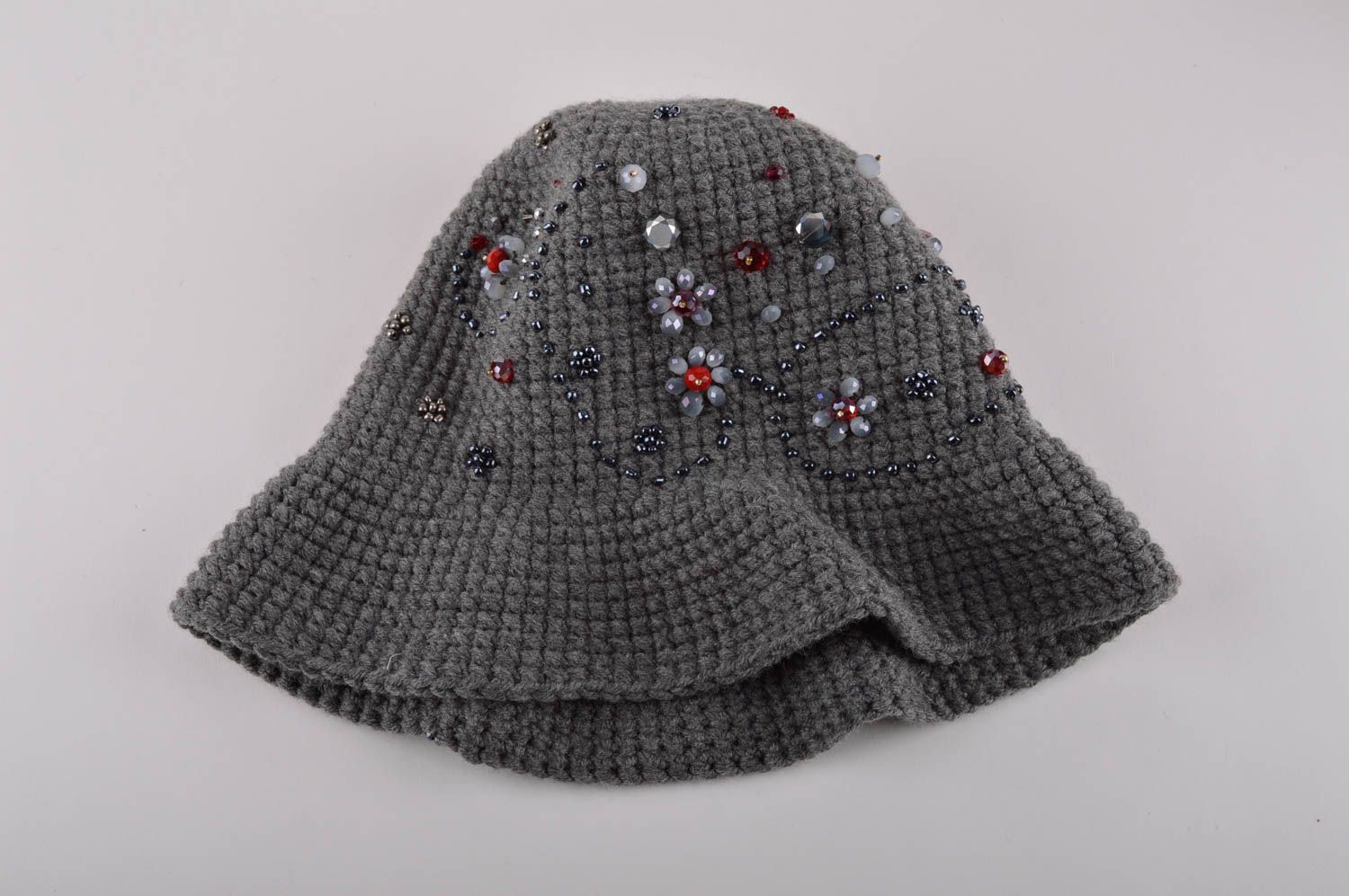 Gorro tejido hecho a mano regalo original sombrero artesanal color gris foto 5