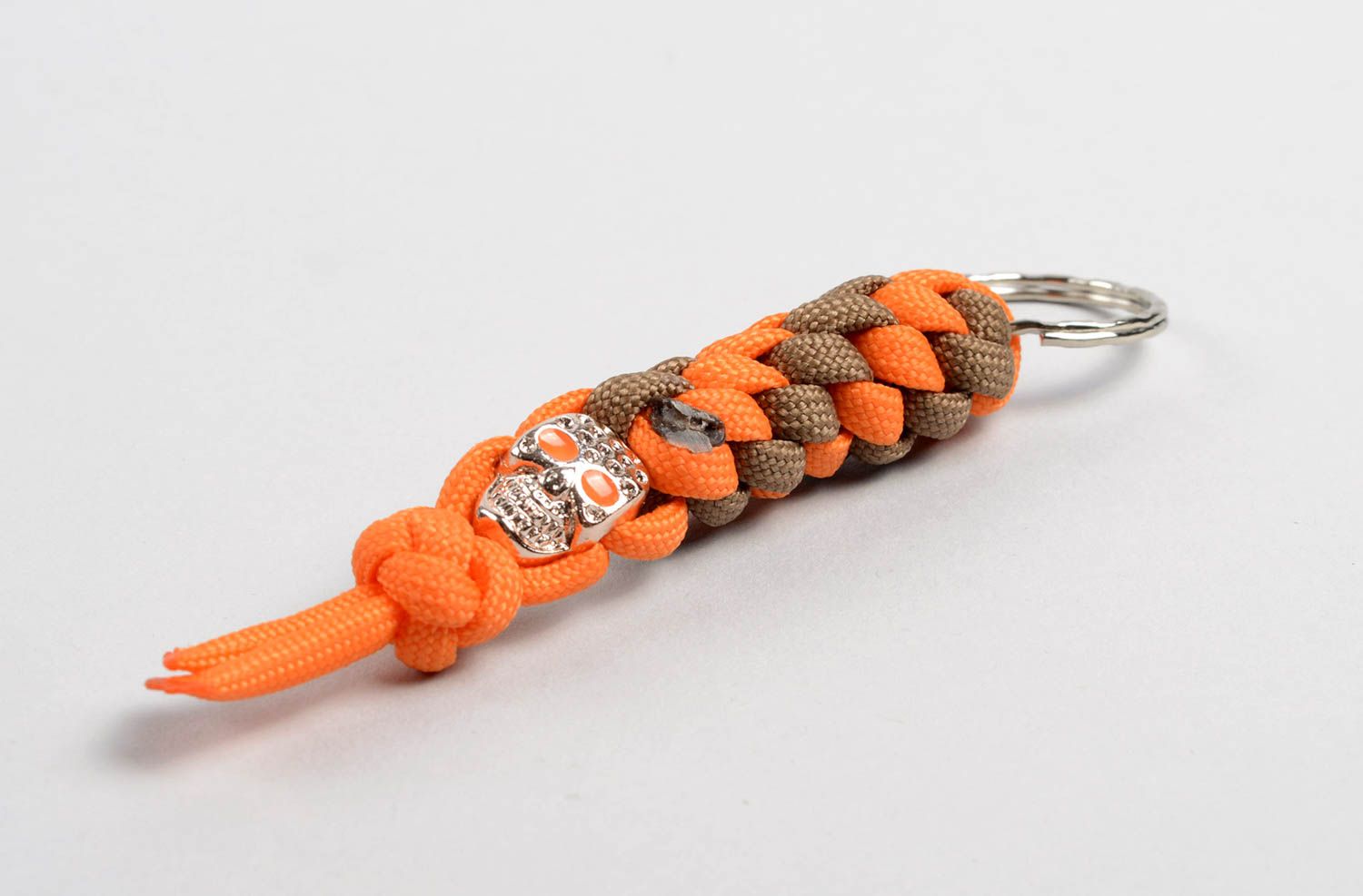 Porte-clés paracorde Accessoire design fait main Cadeau original orange marron photo 2
