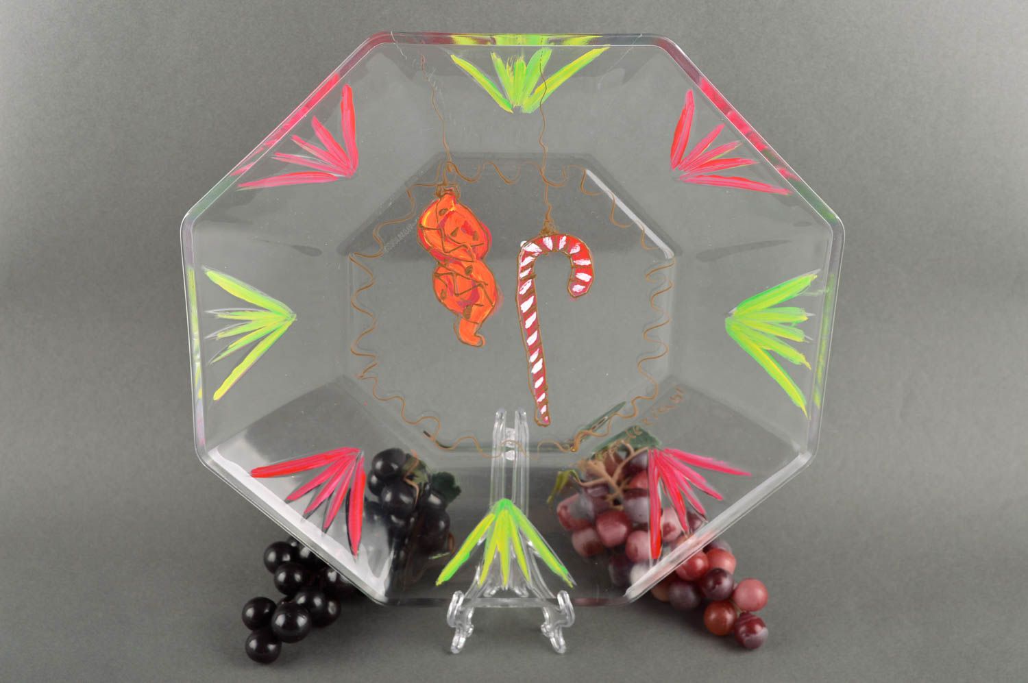 Handmade glass plate glass dish glass tableware Christmas decorative ideas photo 1