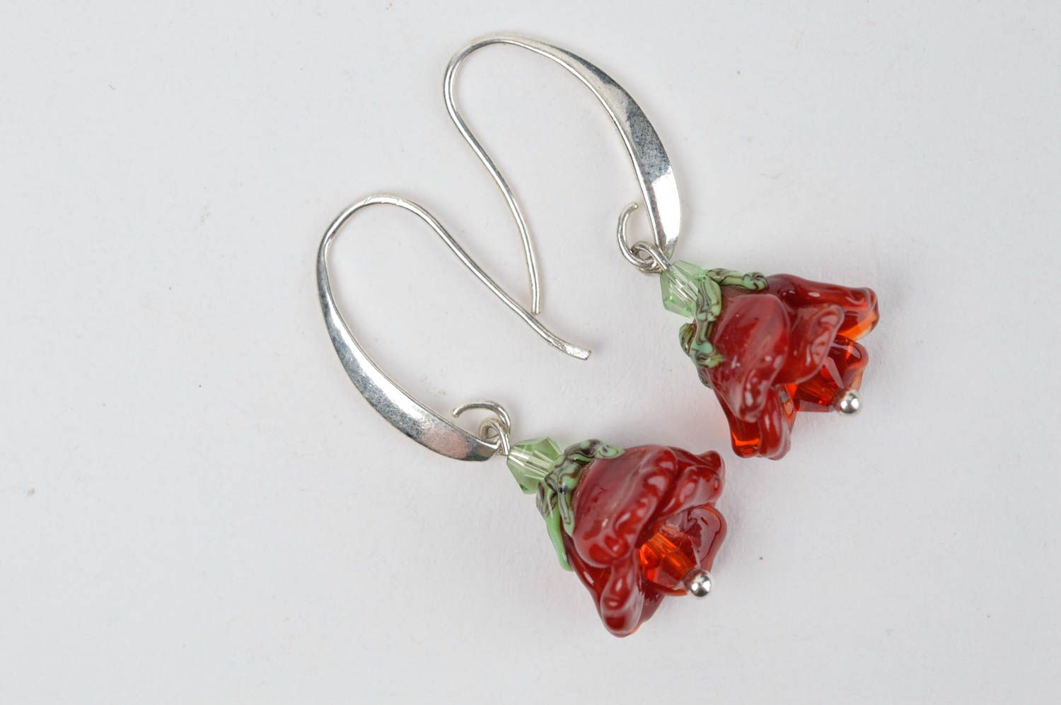 Modische handgemachte Glas Ohrringe Damen Schmuck Accessoire für Frauen in Rot foto 3