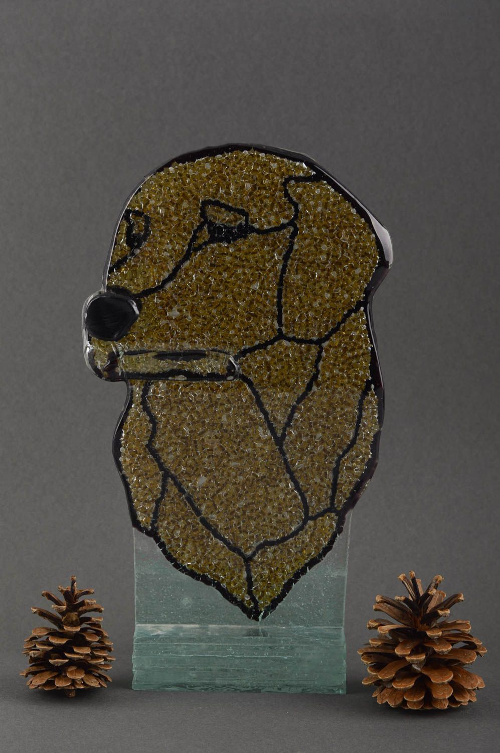 Handmade Deko Dekofigur Hund Glas Figur Tischdeko Idee originell einzigartig foto 1