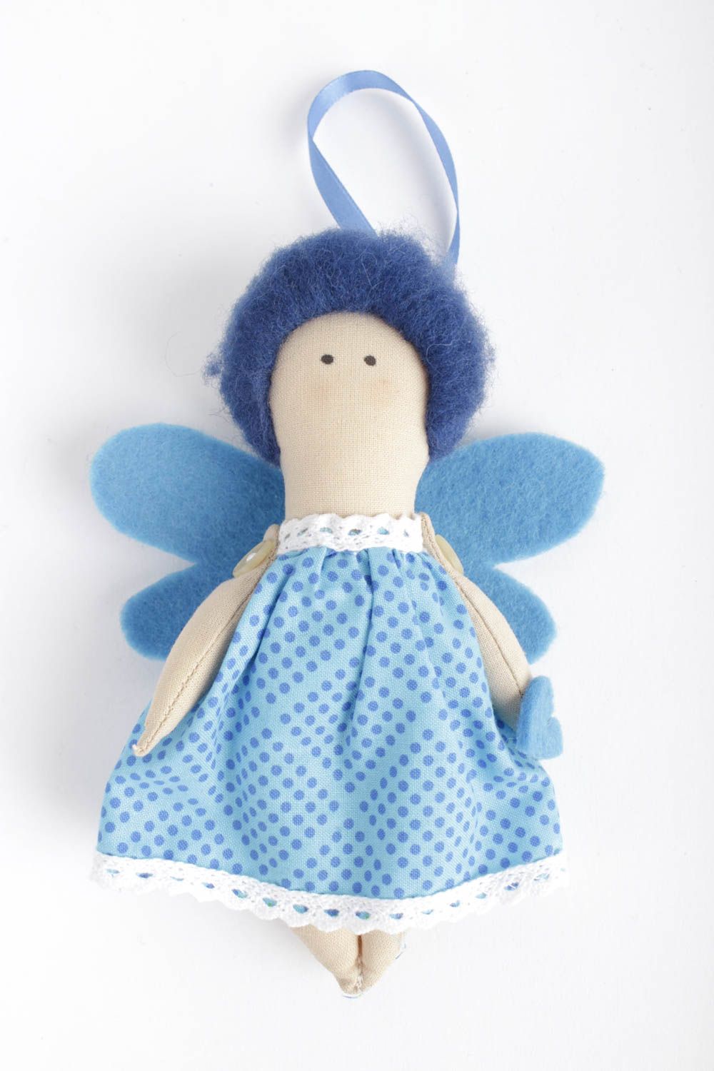 Designer Puppe handmade Deko zum Aufhängen Dekoration Wohnzimmer in Blau  foto 4