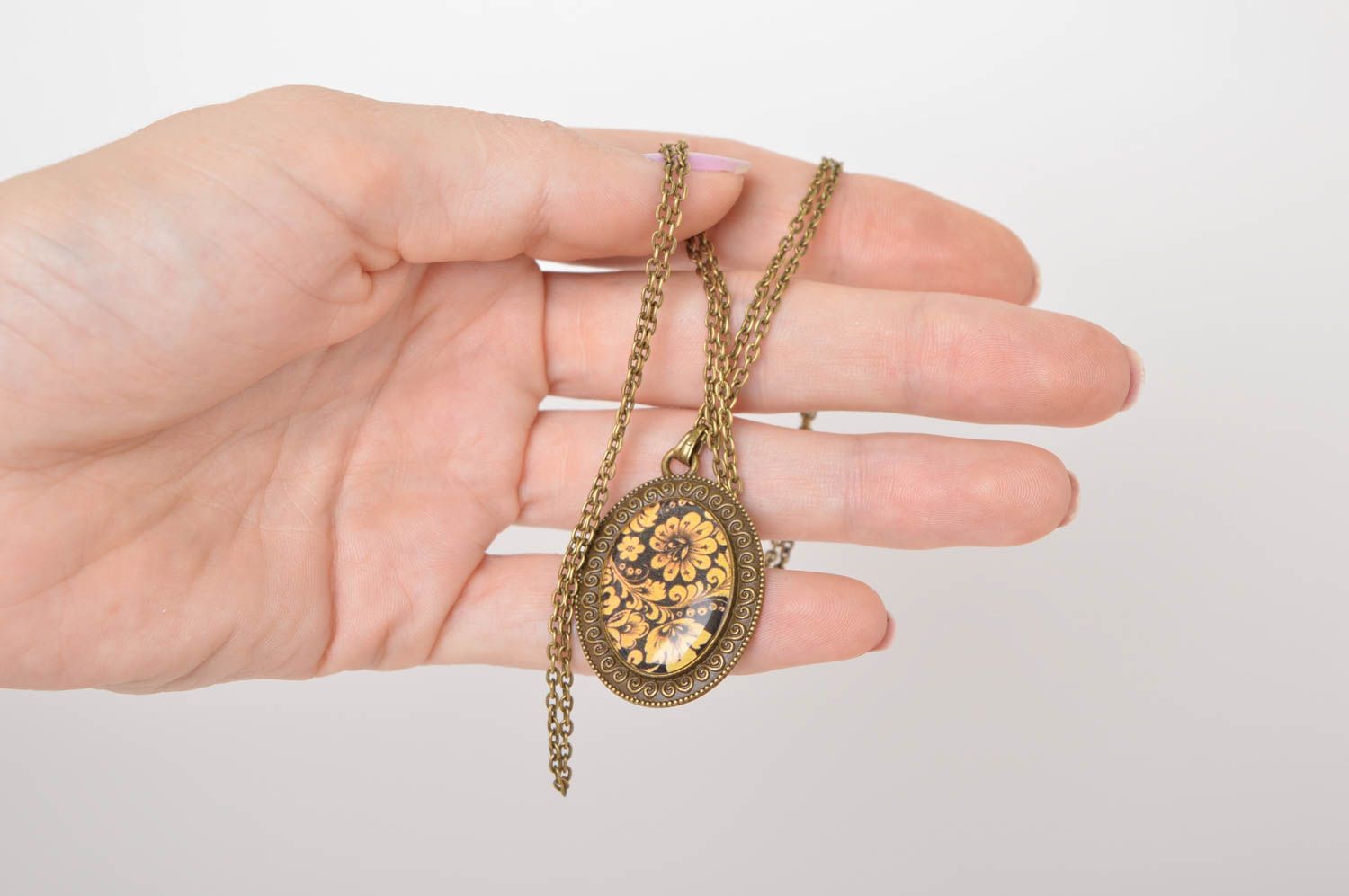 Handmade jewelry pendant necklace metal chain necklace designer accessories photo 5