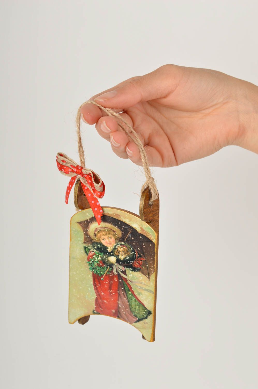 Adorno navideño hecho a mano decoración de interior trineo decorativo  foto 5