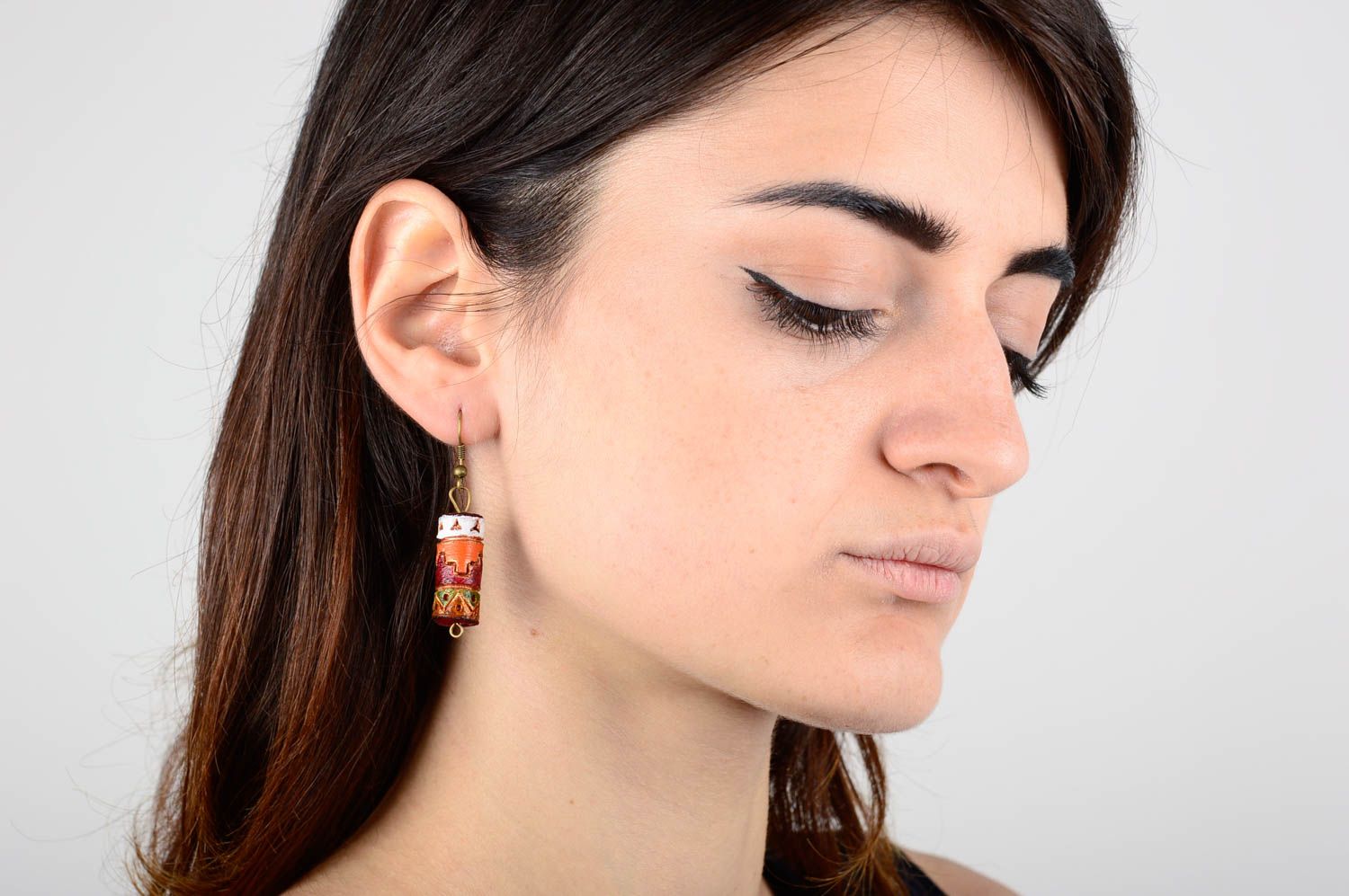 Stylish handmade ceramic earrings thread earrings beautiful jewellery gift ideas photo 5