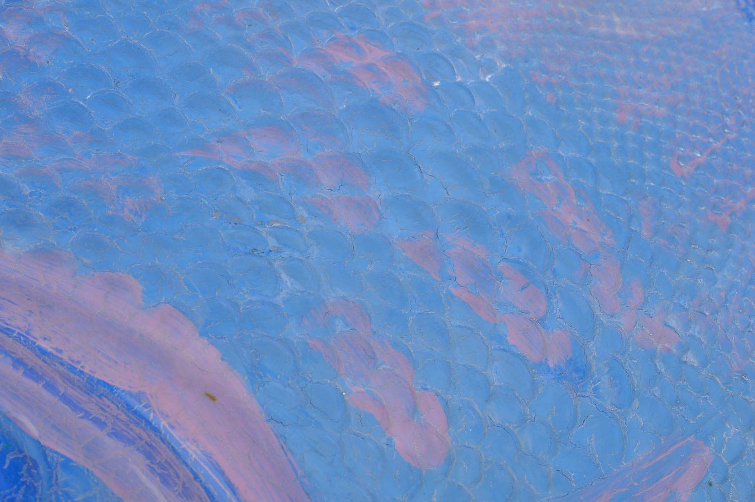Handmade dekorativer Teller aus Glas in Decoupage in Form vom Fisch groß blau foto 3