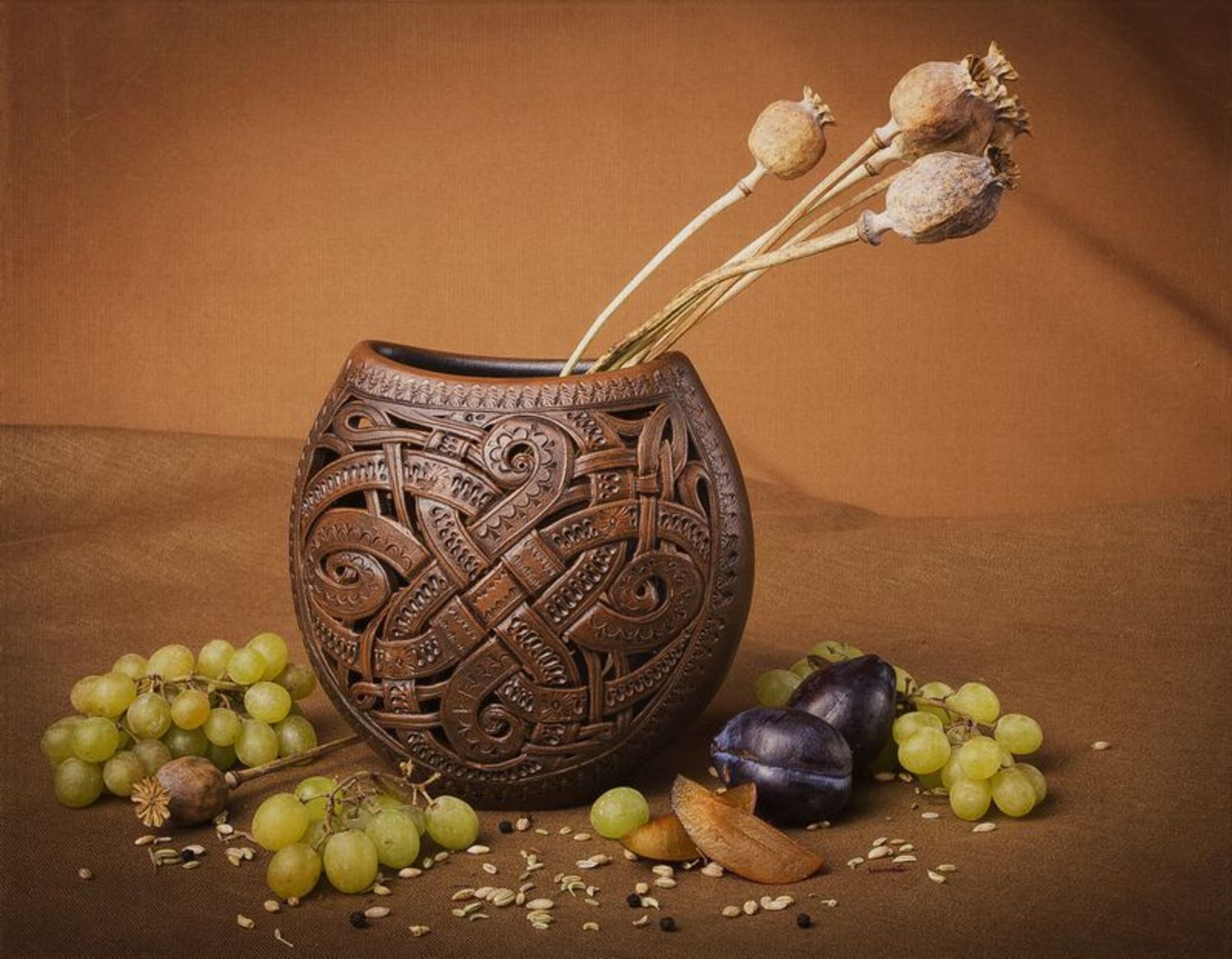 Vaso de cerâmica delicado para flores secas foto 1