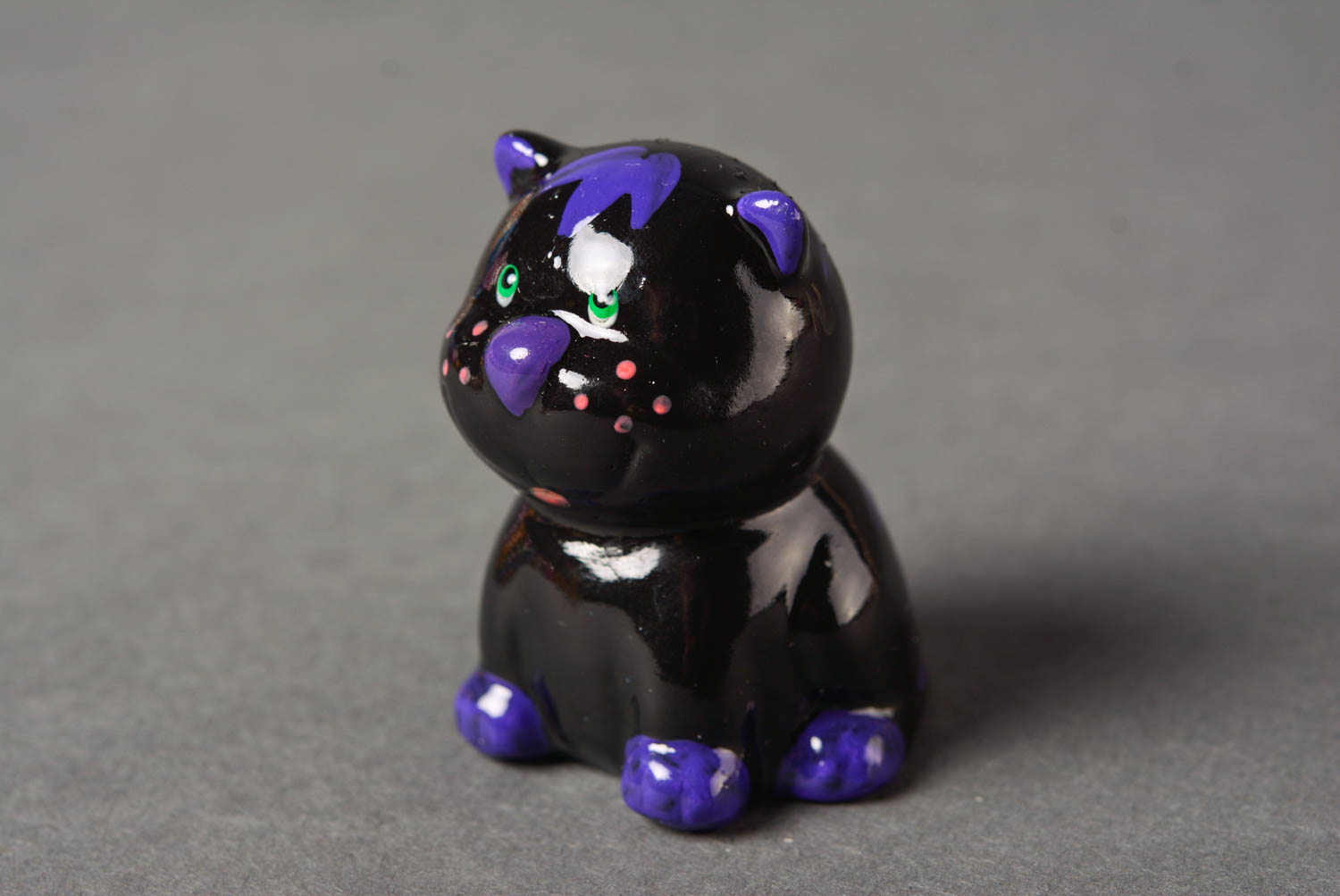 Statuetta in gesso fatta a mano figurina originale decorativa gatto nero foto 3