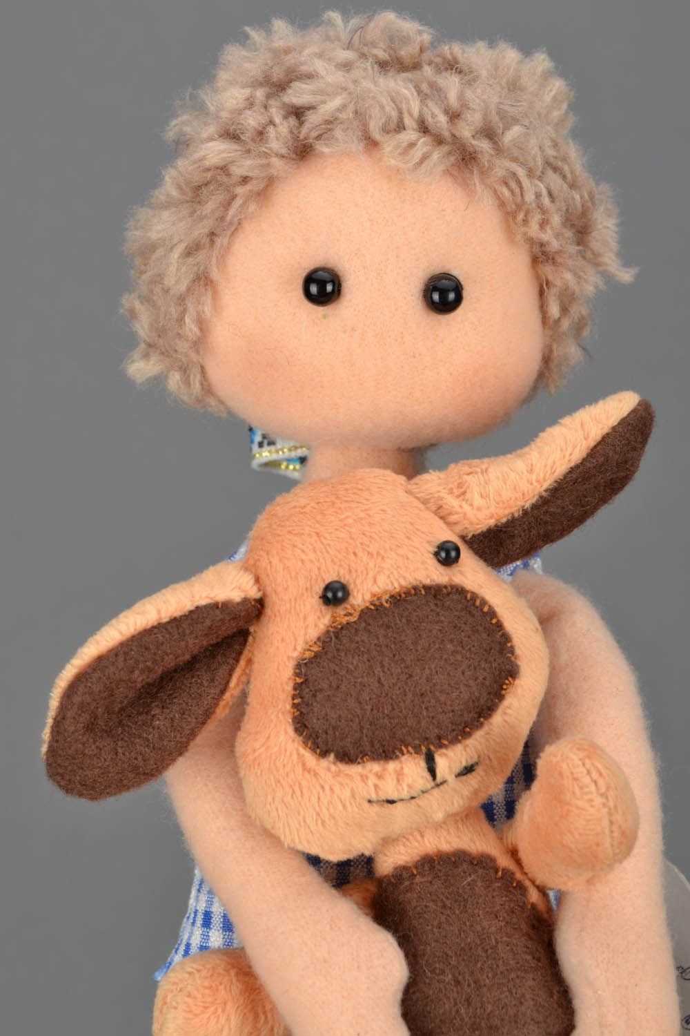 Soft handmade doll Sergei with a Puppy photo 4