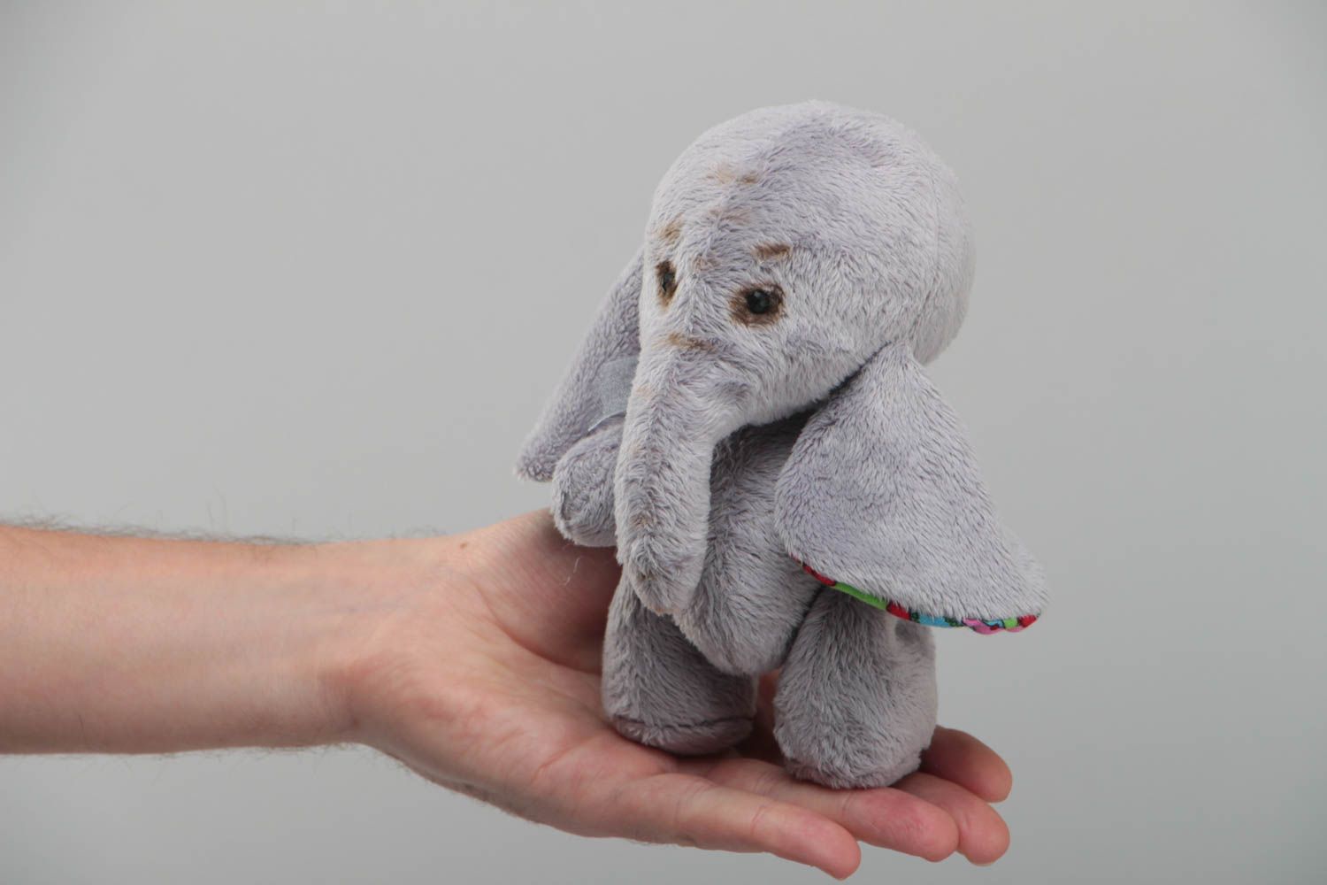 Handcrafted unique soft elephant toy made of imitation fur  photo 5