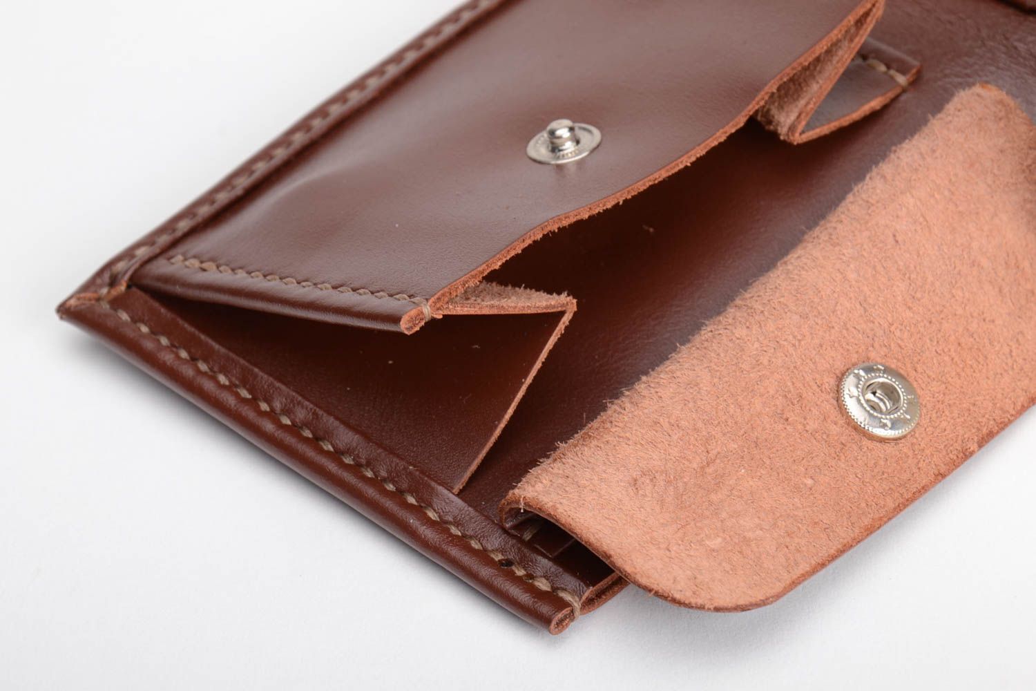 Originelle braune Geldbörse aus Leder handmade stilvoll Accessoire für Männer foto 4