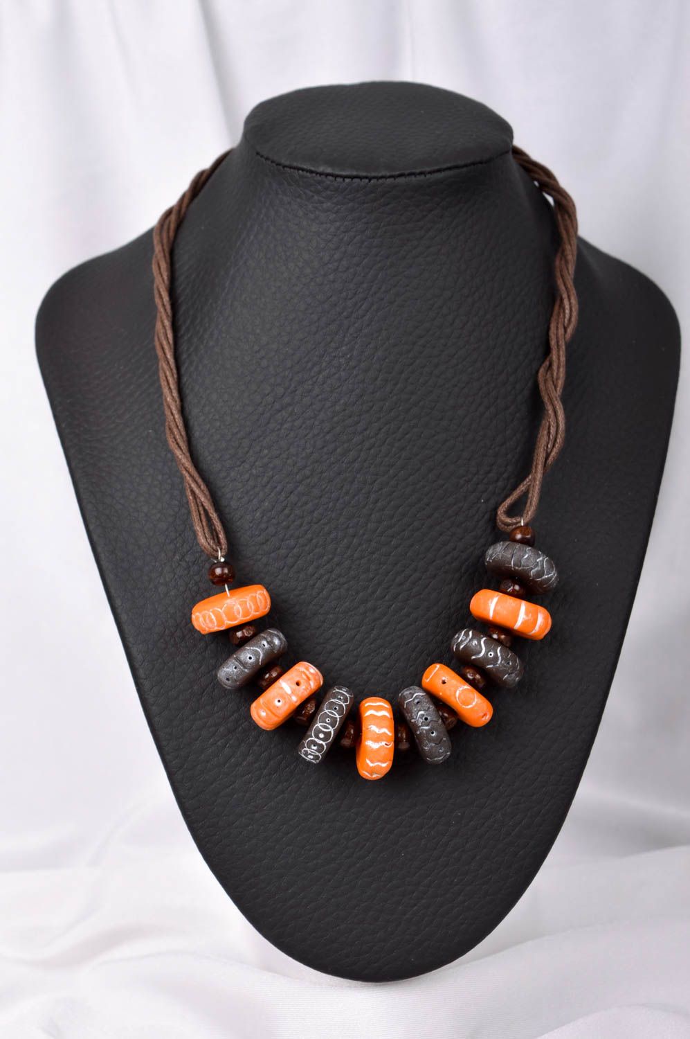Handmade polymer clay necklace in ethnic style handmade folk necklace for women photo 1