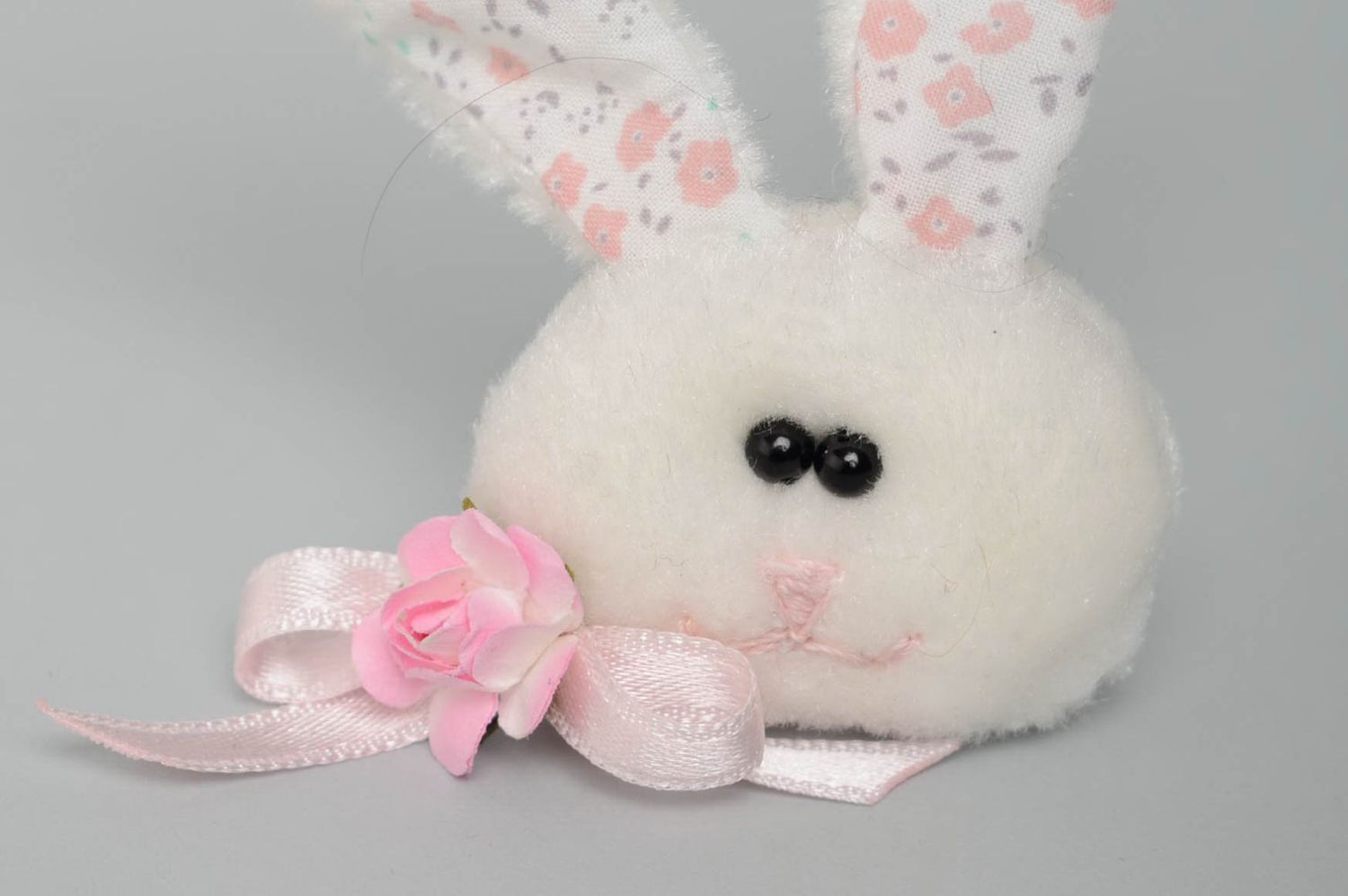 Handmade fabric brooch Rabbit photo 3