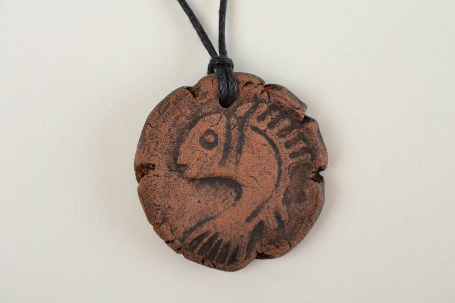 Stylish handmade ceramic pendant clay neck pendant neck accessories small gifts photo 4