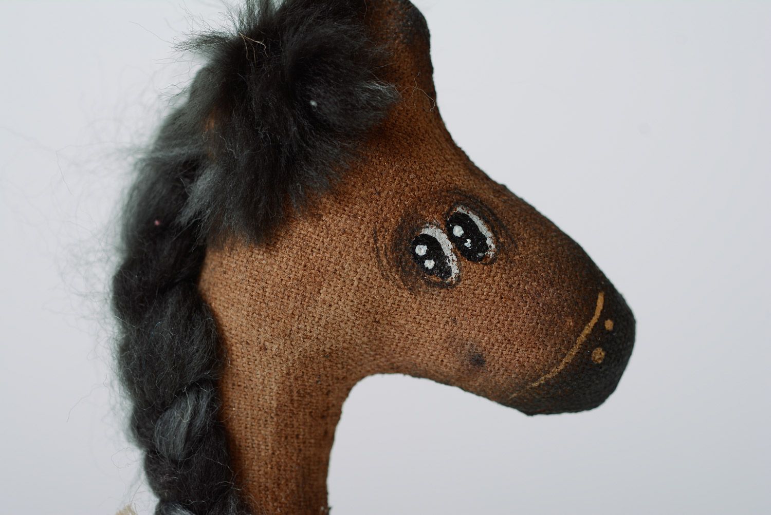 Funny handmade soft toy fridge magnet painted and soaked with coffee brew Horse photo 2