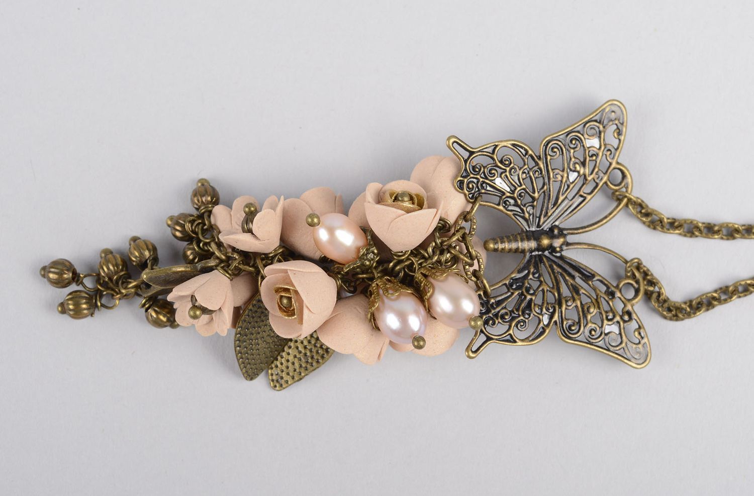 Handmade pendant unusual accessory gift idea clay pendant for women clay jewelry photo 3