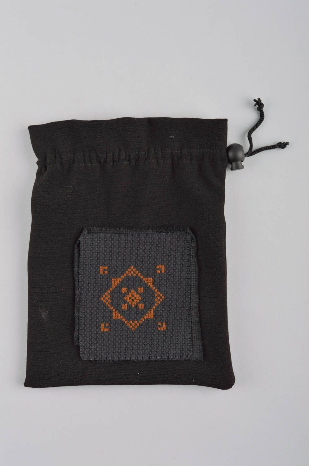 Кошелек из ткани ручной работы женский кошелек черный мешочек для монет фото 2