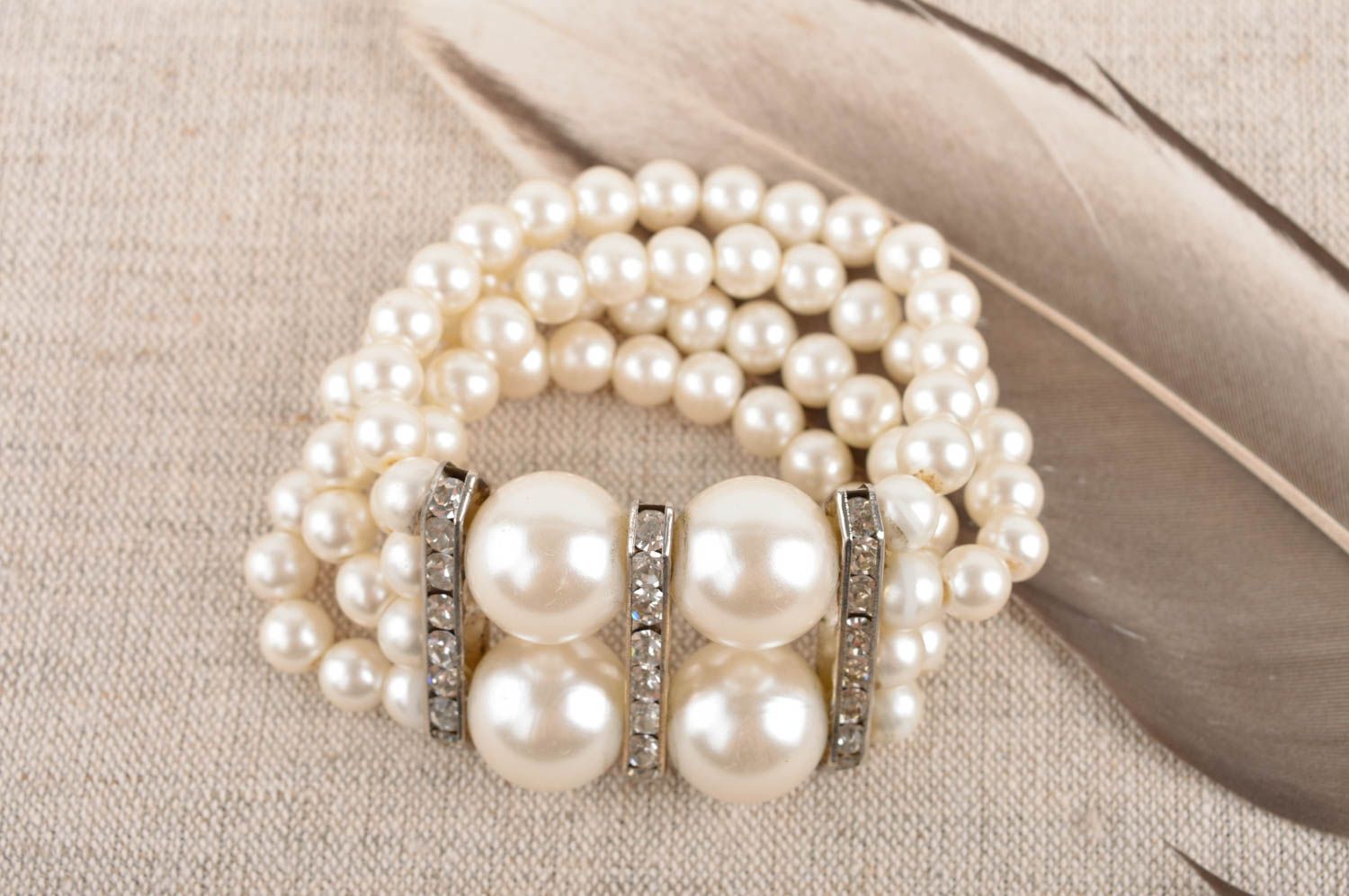 Bracelet en perles artificielles Bijou fait main multirang Cadeau pour femme photo 1