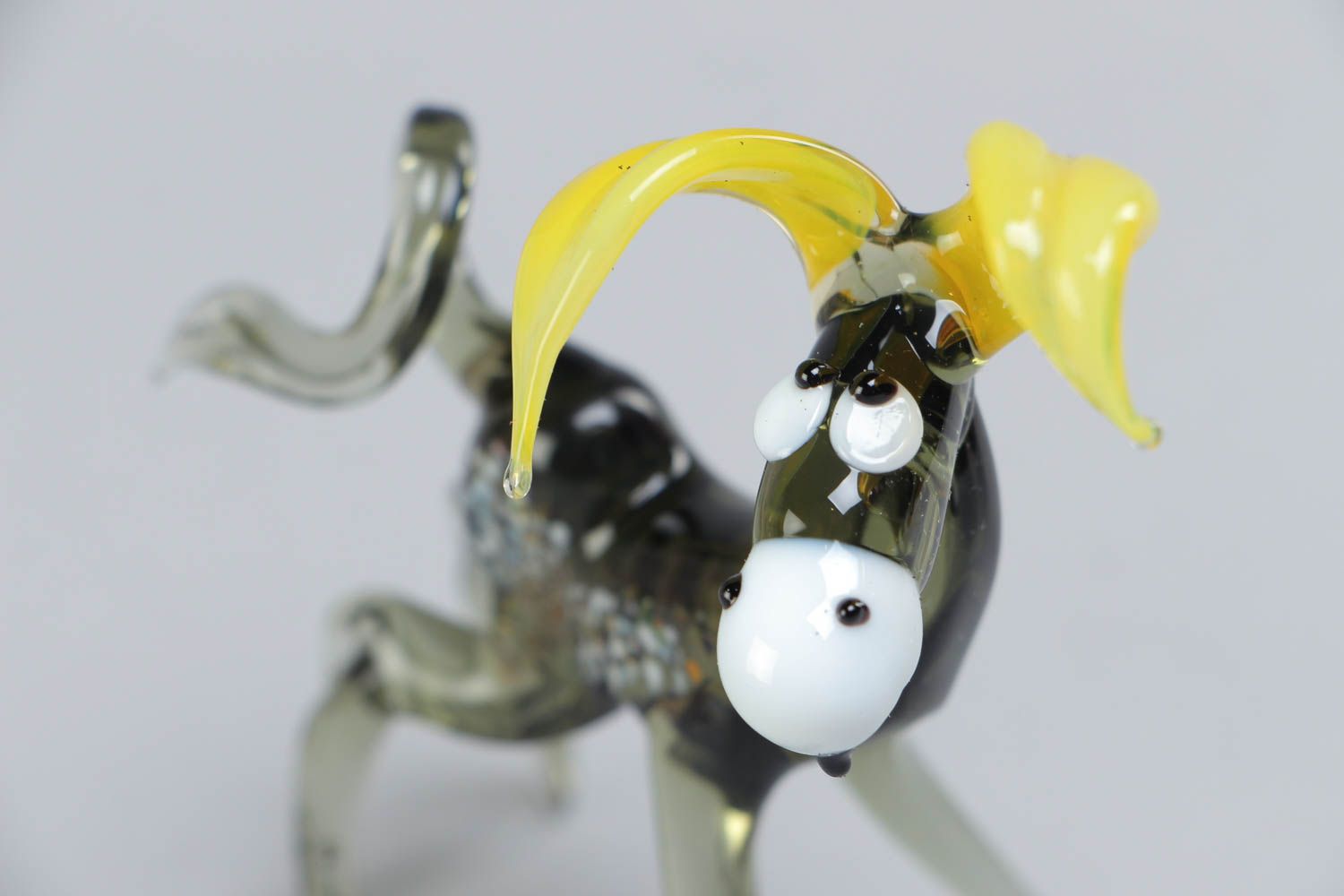 Small beautiful handmade bright designer lampwork glass figurine of donkey photo 3