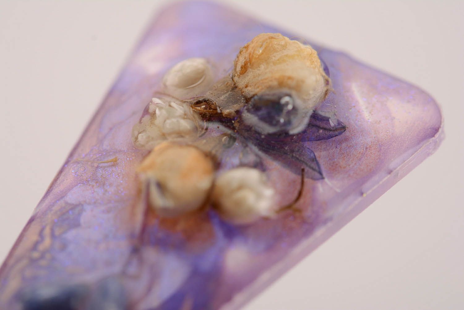 Earrings made of epoxy resin Lilac pyramid photo 4