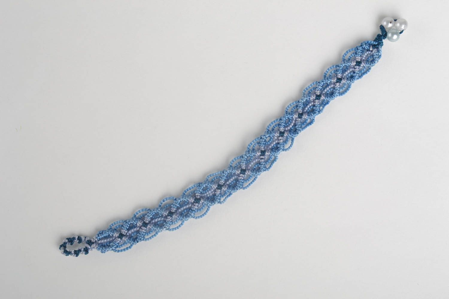 Модный браслет ручной работы голубой браслет из ниток плетеный браслет макраме фото 2