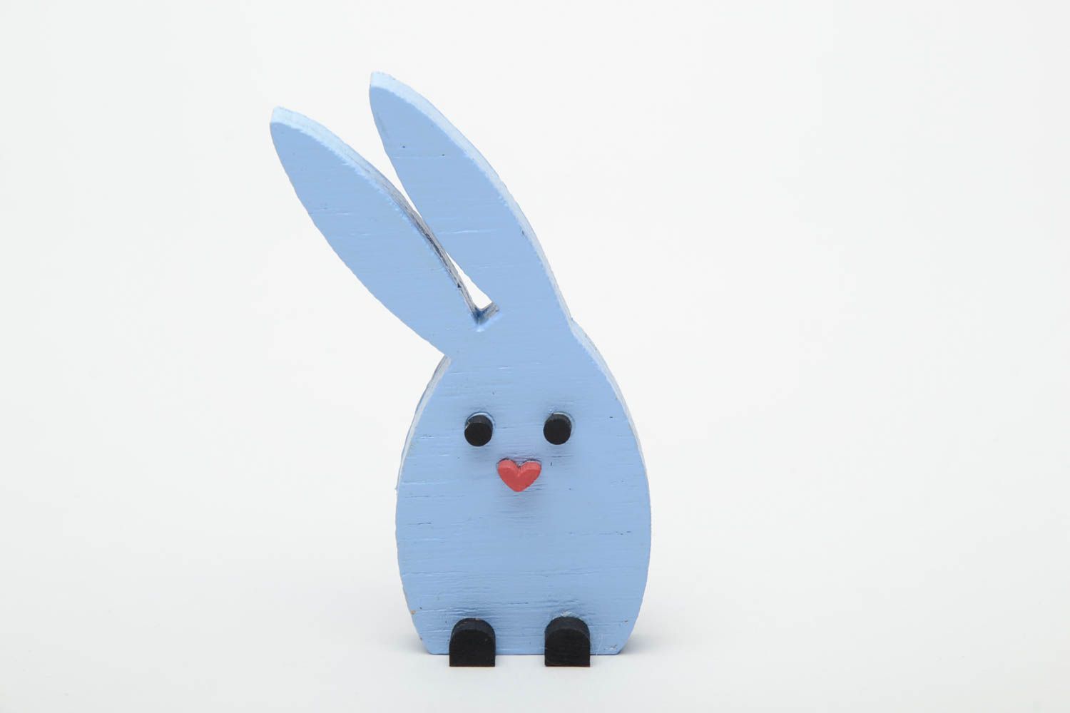 Painted plywood figurine in the shape of blue rabbit photo 2