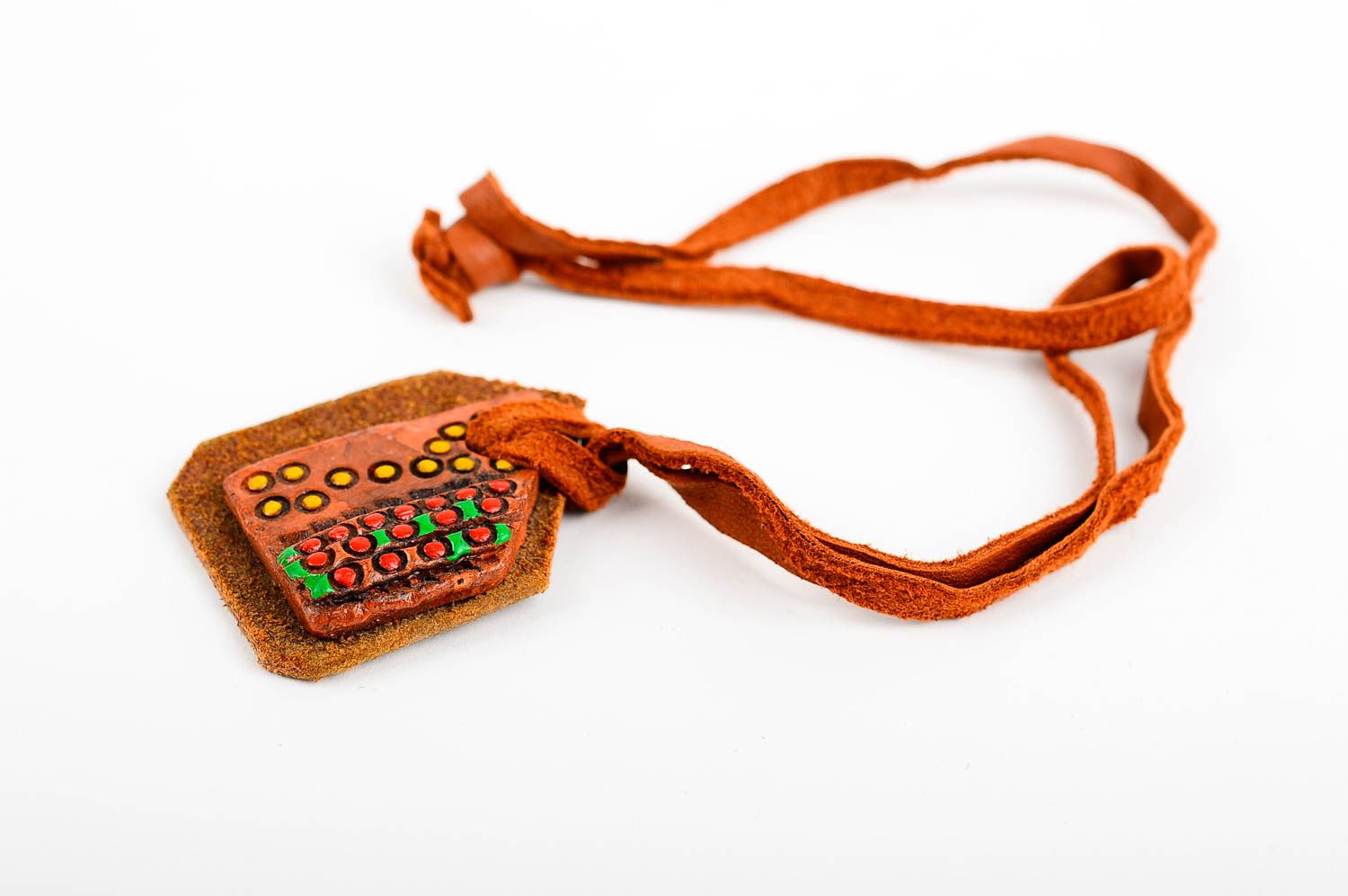 Handmade pendant clay pendant leather accessory designer souvenir best gift photo 5