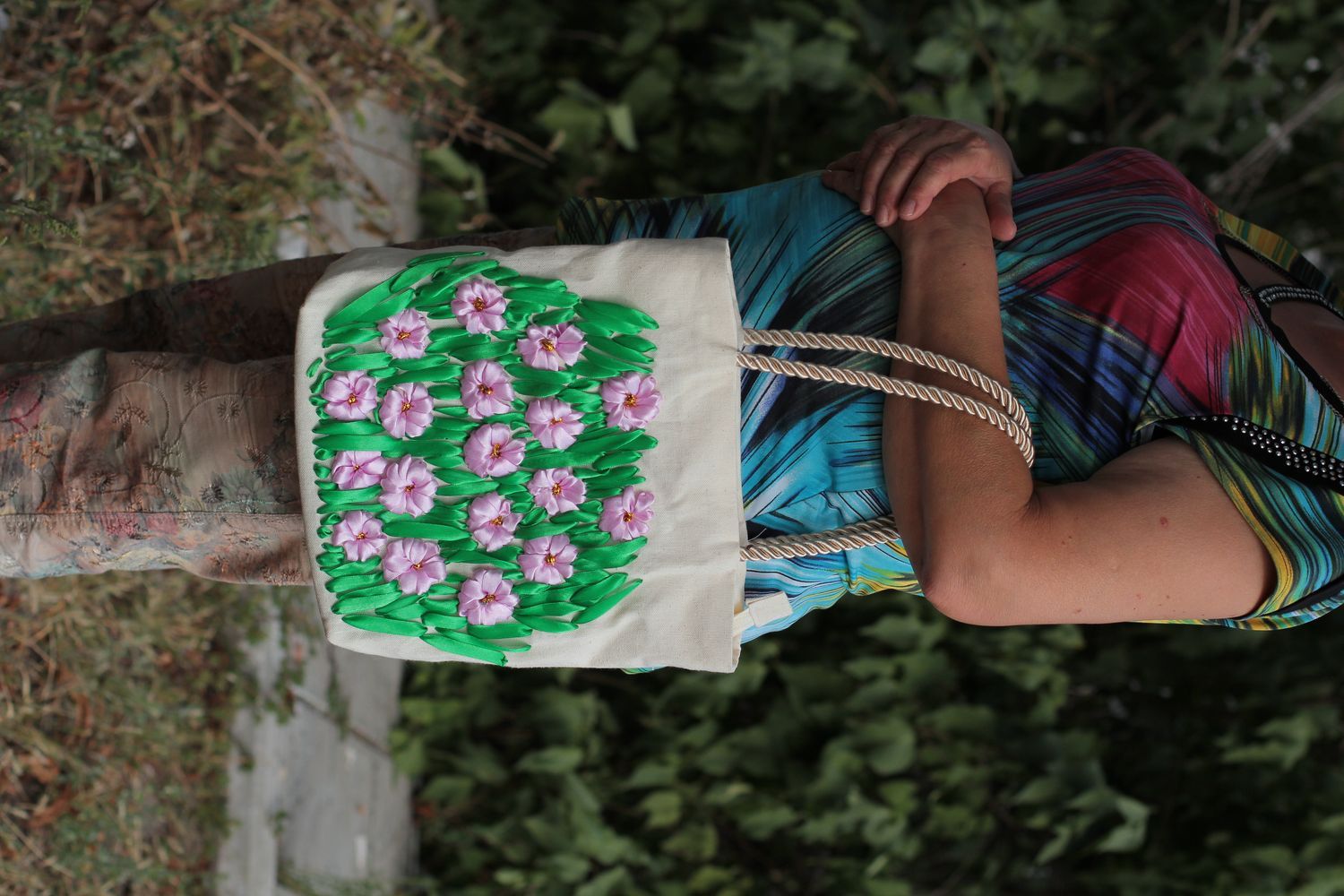 Modische Tasche handmade Designer Tasche Stoff Tragetasche Damen Accessoire groß foto 5