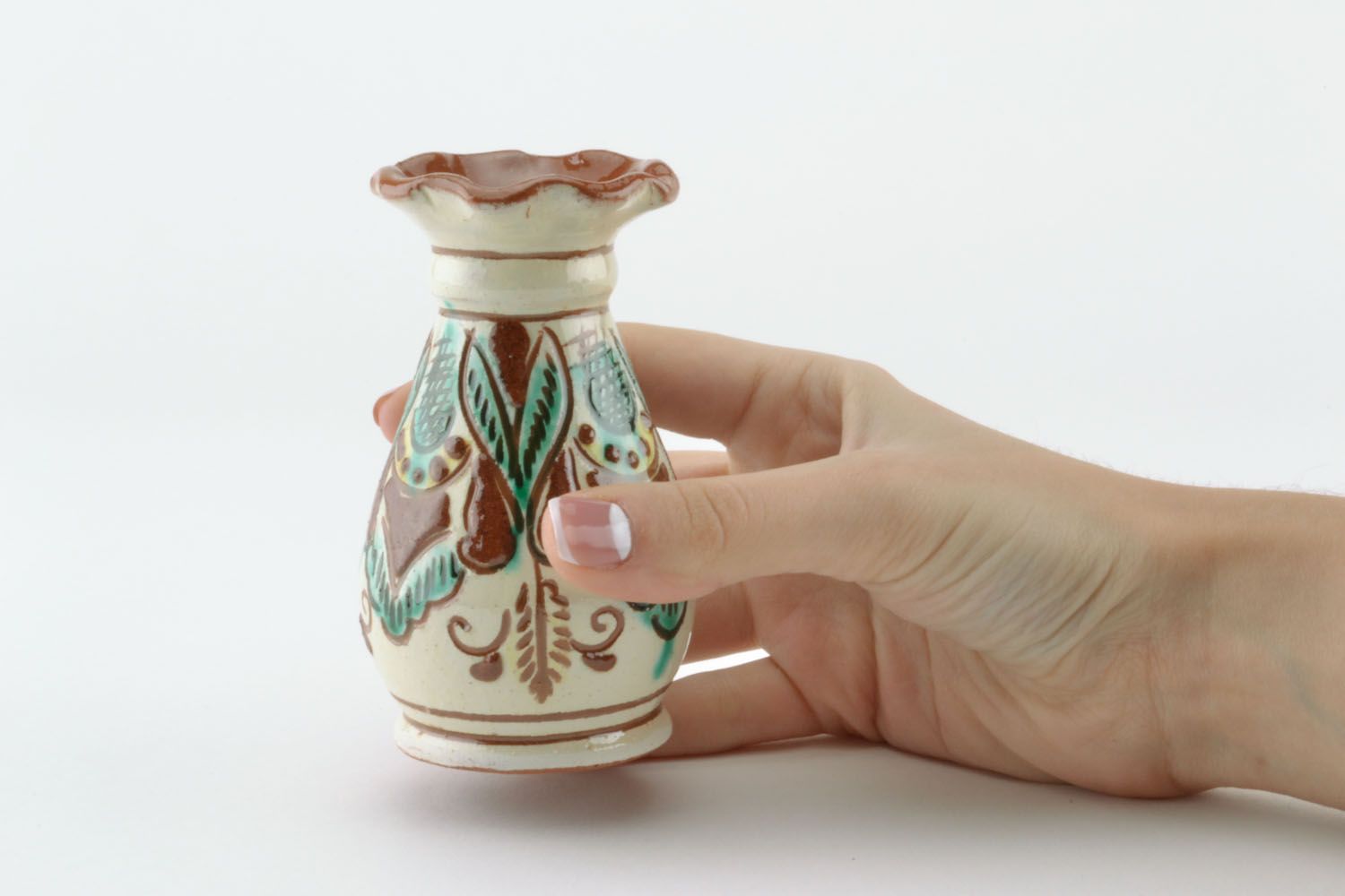 4 inches handmade clay glazed classic style vase décor 0,25 lb photo 2