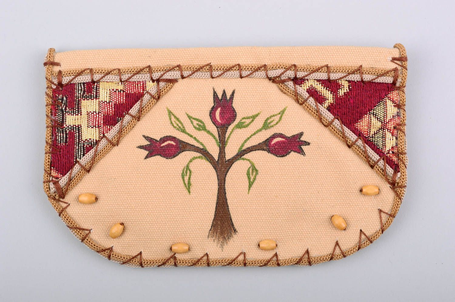 Portefeuille textile fait main original avec motif 2 compartiments pour fille photo 1