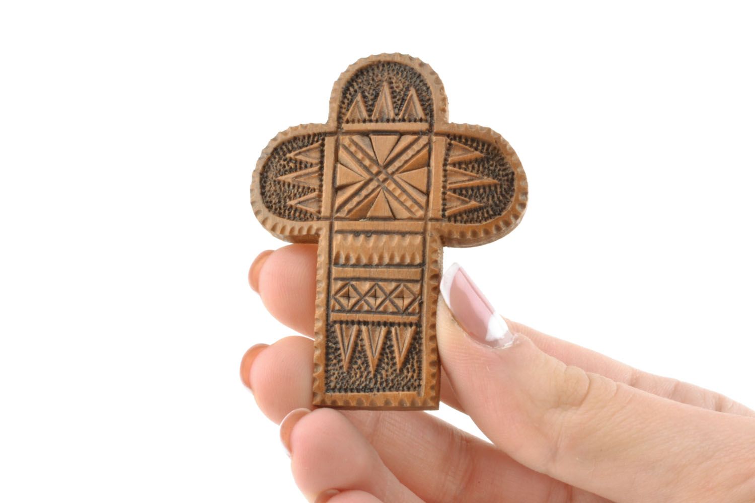 Croce di legno fatta a mano crocetta intagliata originale accessorio bello foto 5