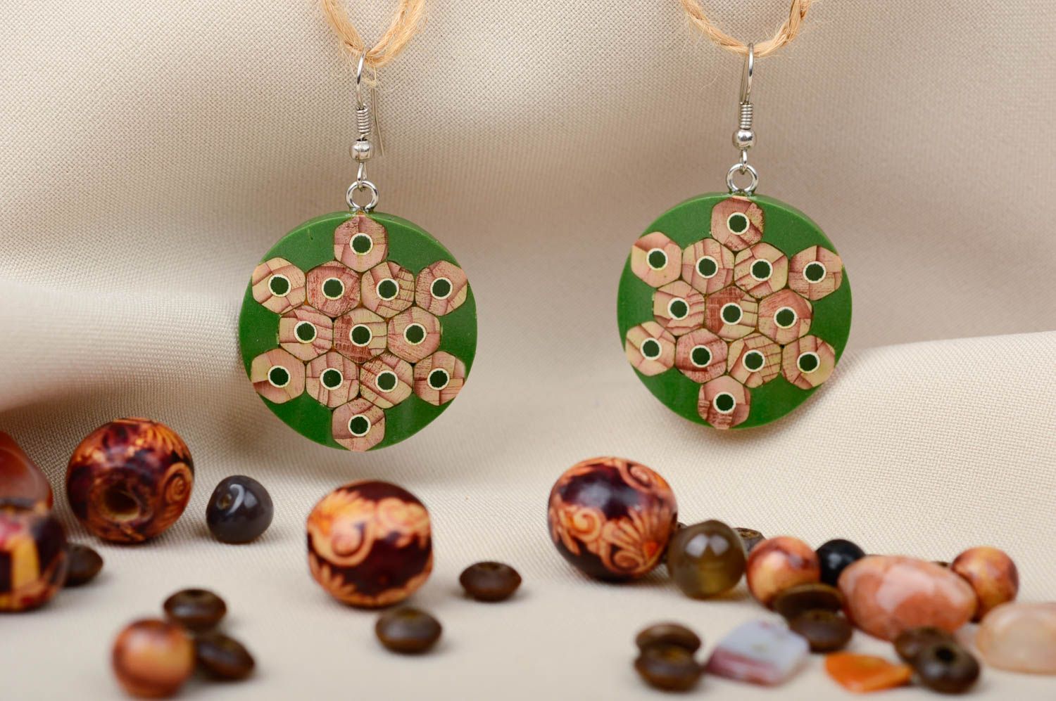 Wood jewelry designer earrings handmade earrings with charms modern accessory photo 1