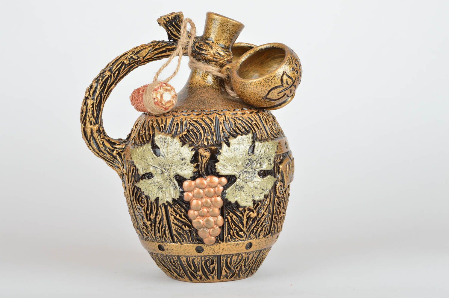 Botella de cerámica original para vino hermosa hecha a mano 1.5 litros  foto 5