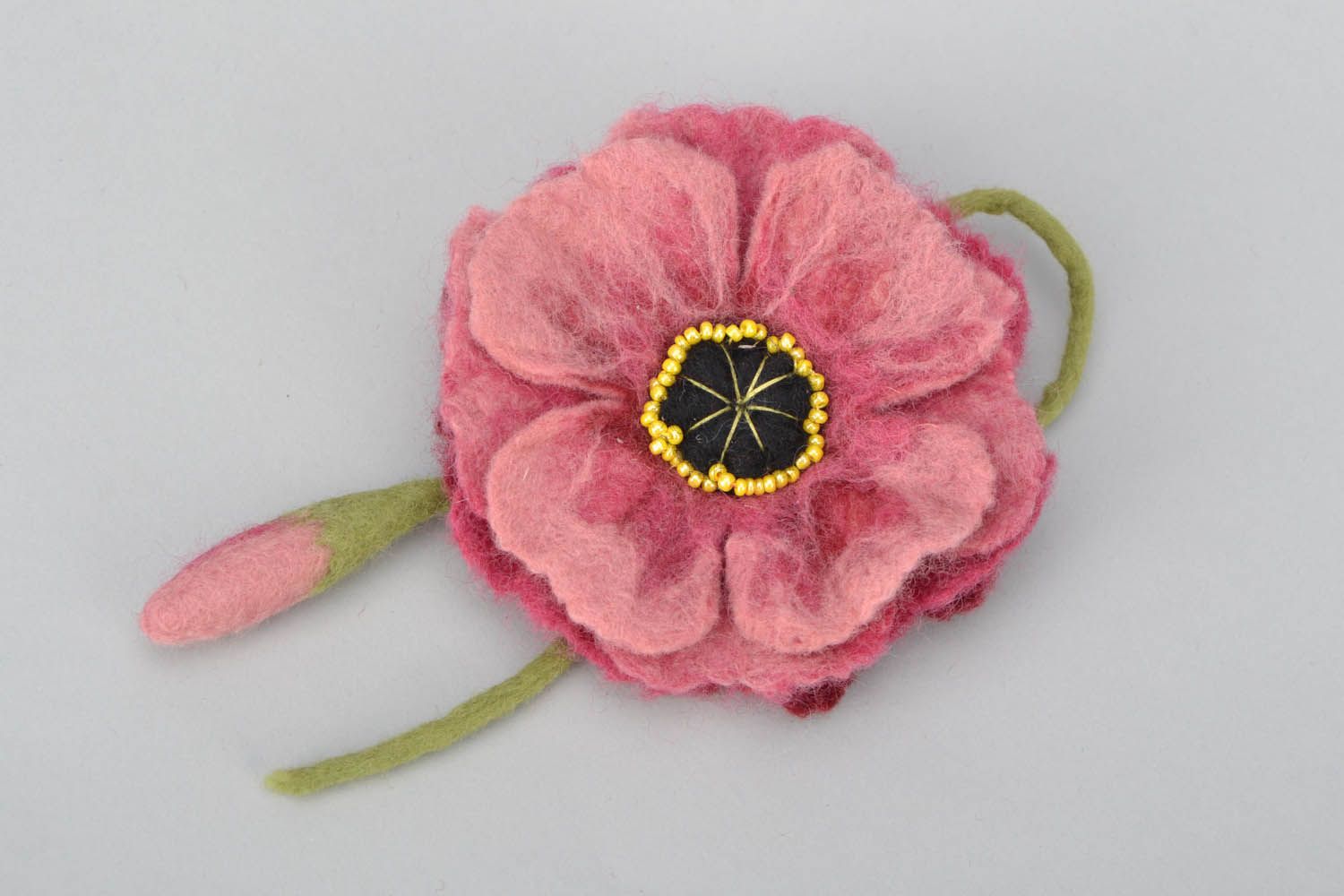 Woolen brooch flower Poppy photo 4
