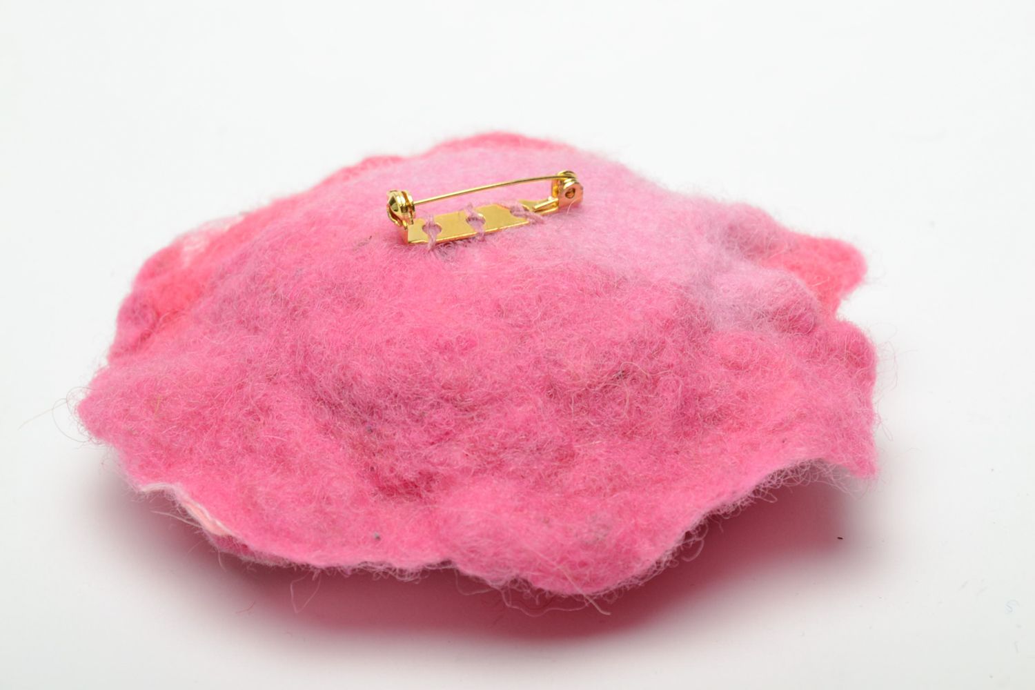 Broche de flor de fieltro de lana rosado foto 5