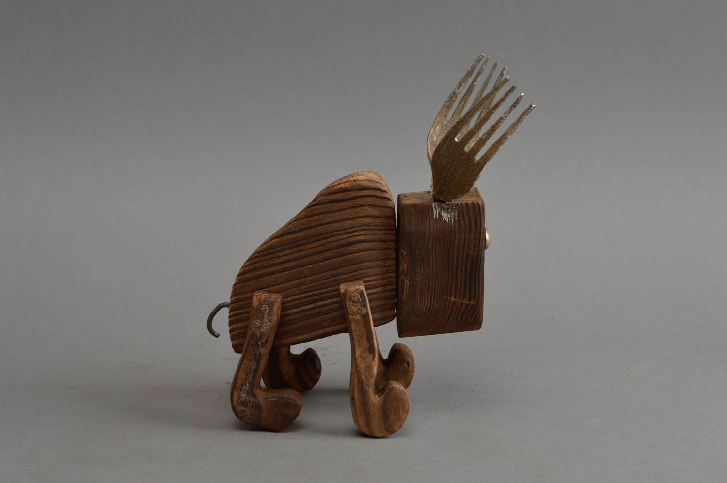 Beautiful handmade wooden figurine designer statuette wood and metal gift ideas photo 2