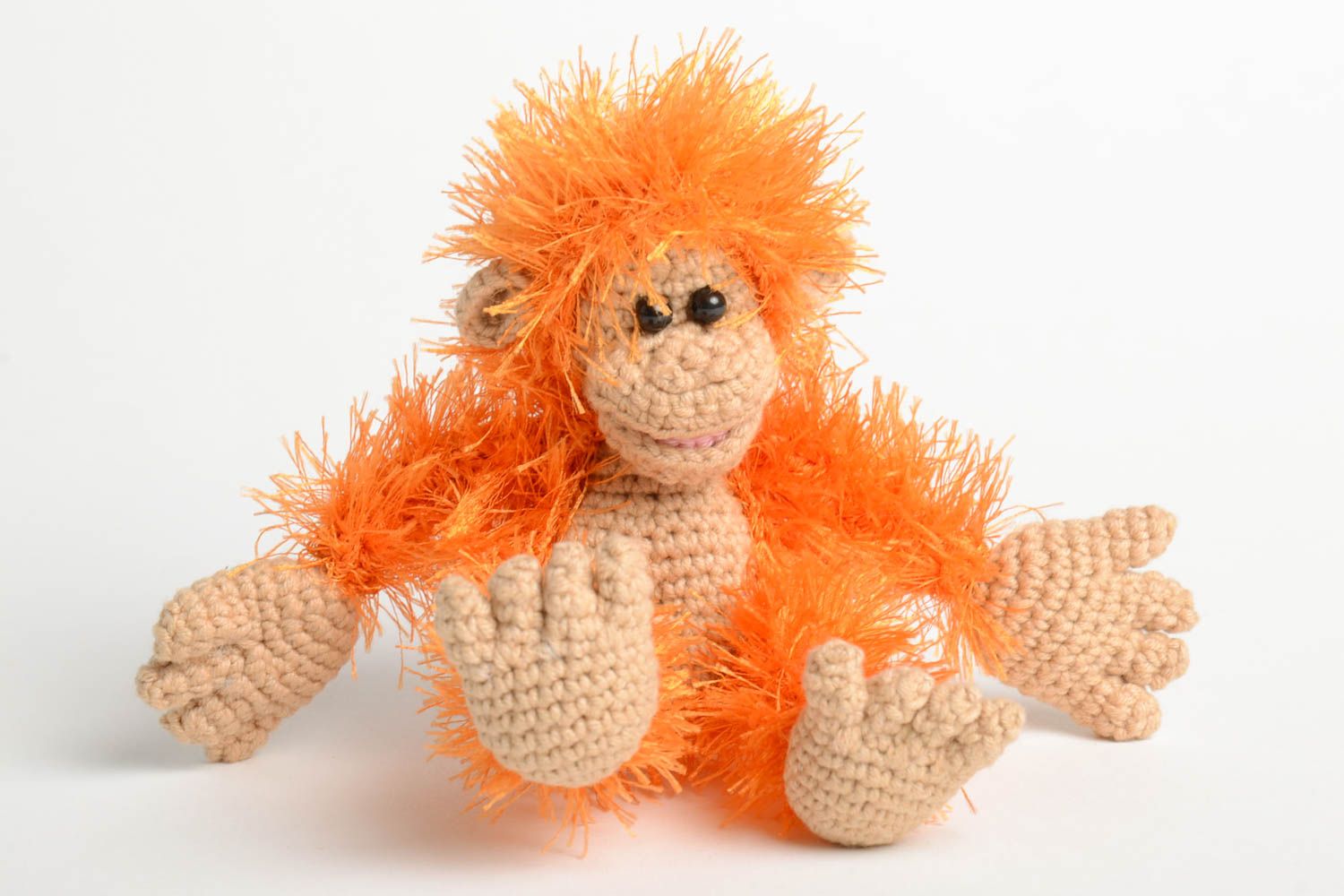 Cute crocheted toy monkey soft toy unusual handmade toy for kids cute toy photo 2