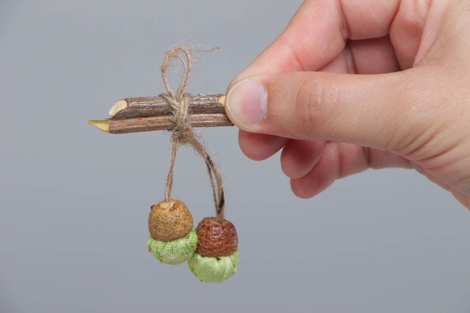 Unusual designer brooch hand made of natural materials photo 4