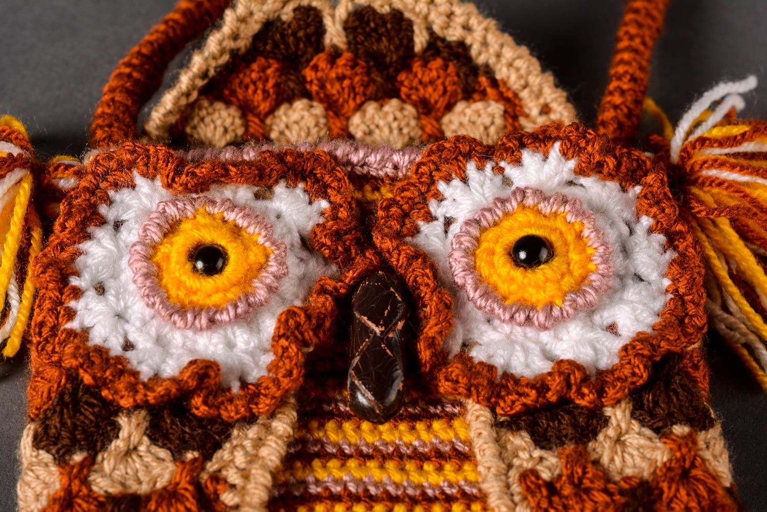 Sac hibou fait main Sac tricoté en laine et acrylique Accessoire original photo 4