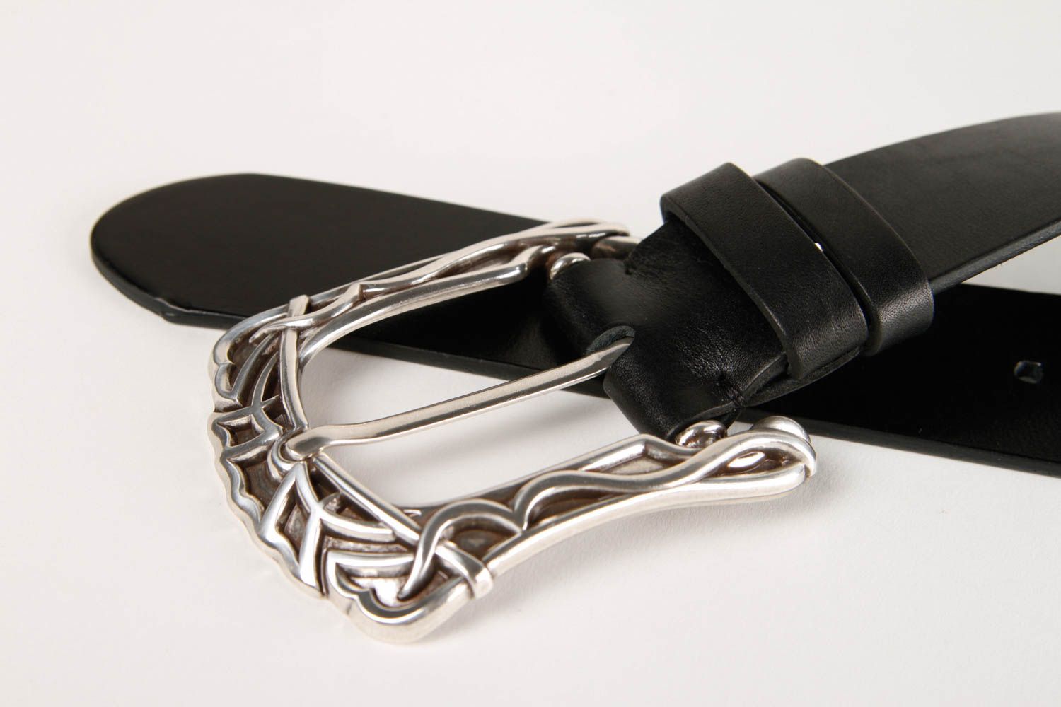 Handmade belt black leather belt gift for him designer accessory for men photo 4
