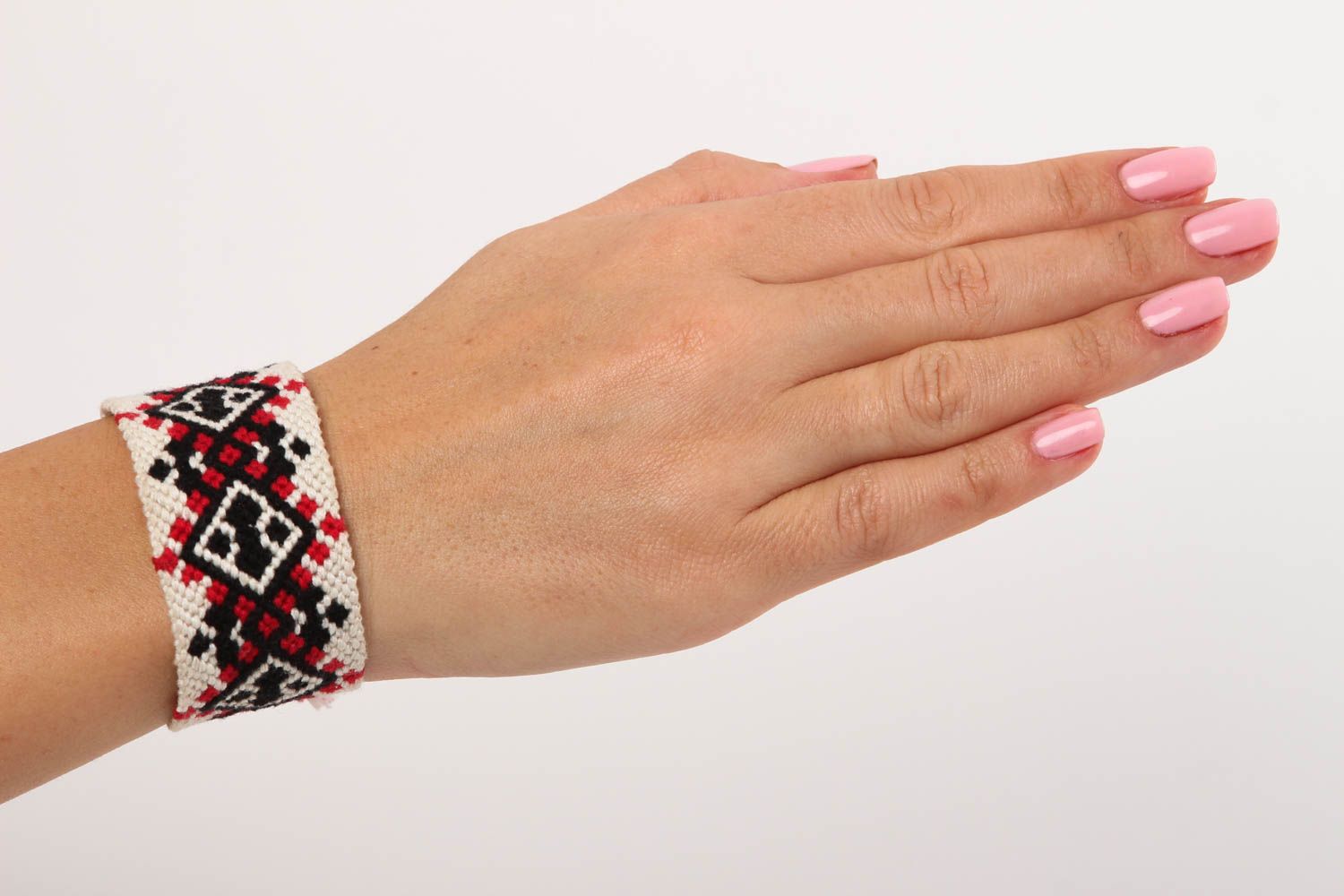 Bracelet ethnique Bijou fait main large tressé tricolore Cadeau pour femme photo 5