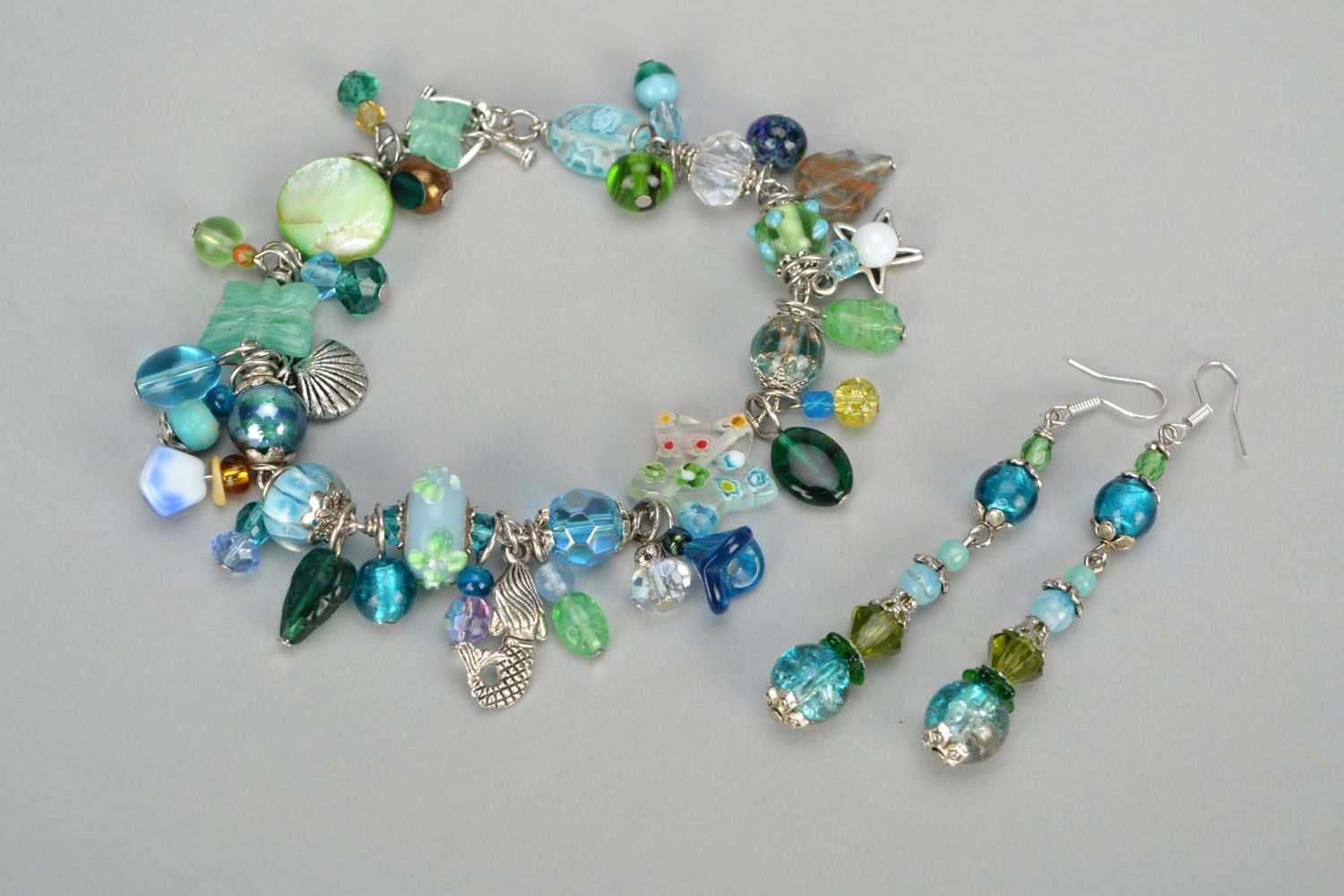 Handmade bracelet and earrings photo 3