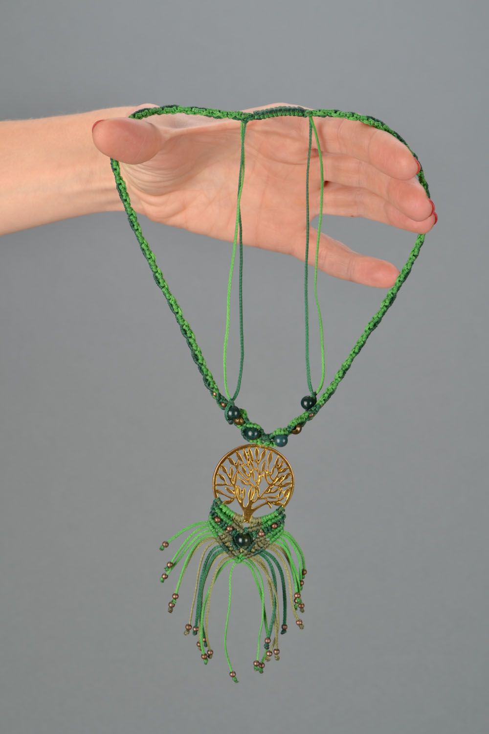 Woven macrame necklace Blighted tree photo 2