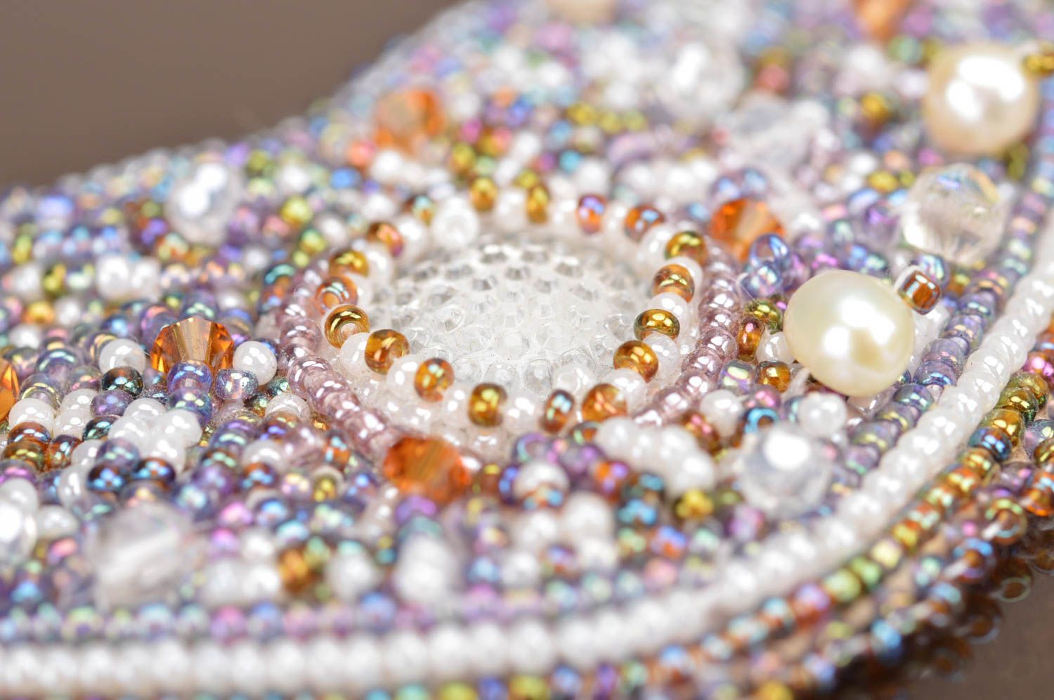 Stylish beautiful designer handmade pendant brooch made of Czech beads photo 4